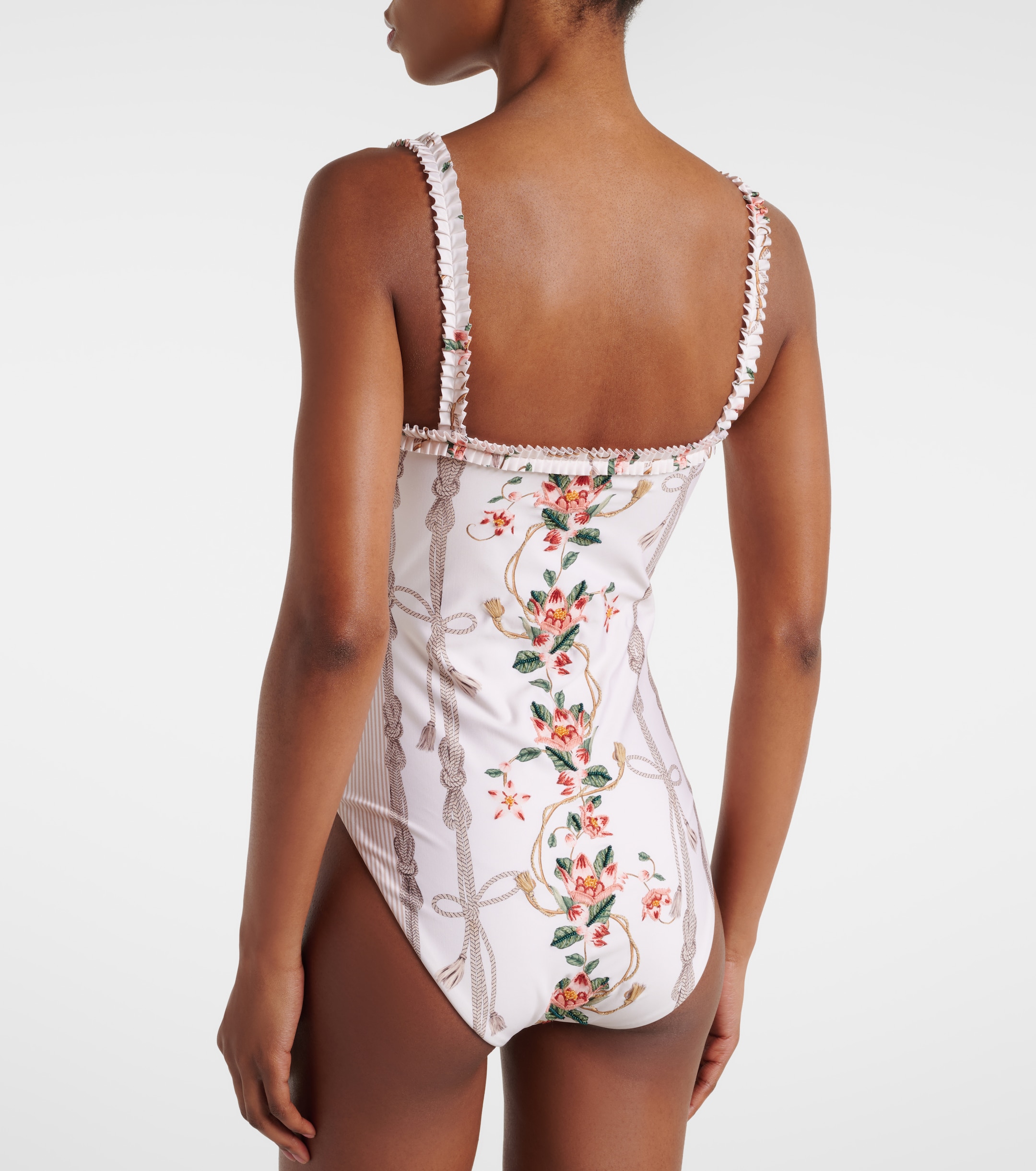 Agua by Agua Bendita Agua by Agua Bendita Limon ruffled embroidered swimsuit