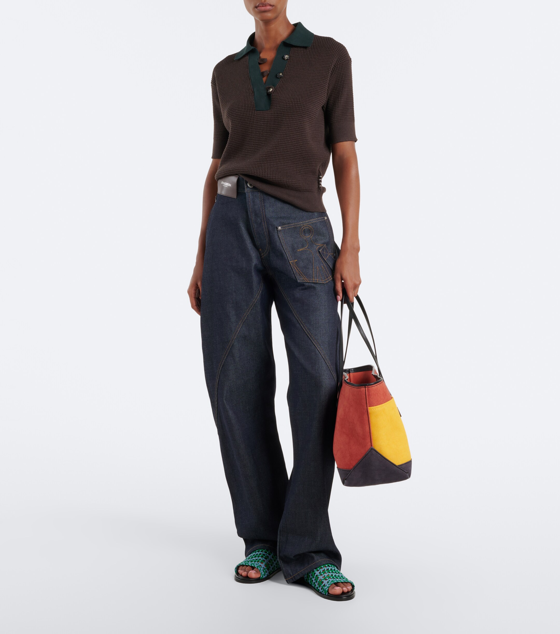 Jw Anderson Anchor striped canvas tote bag
