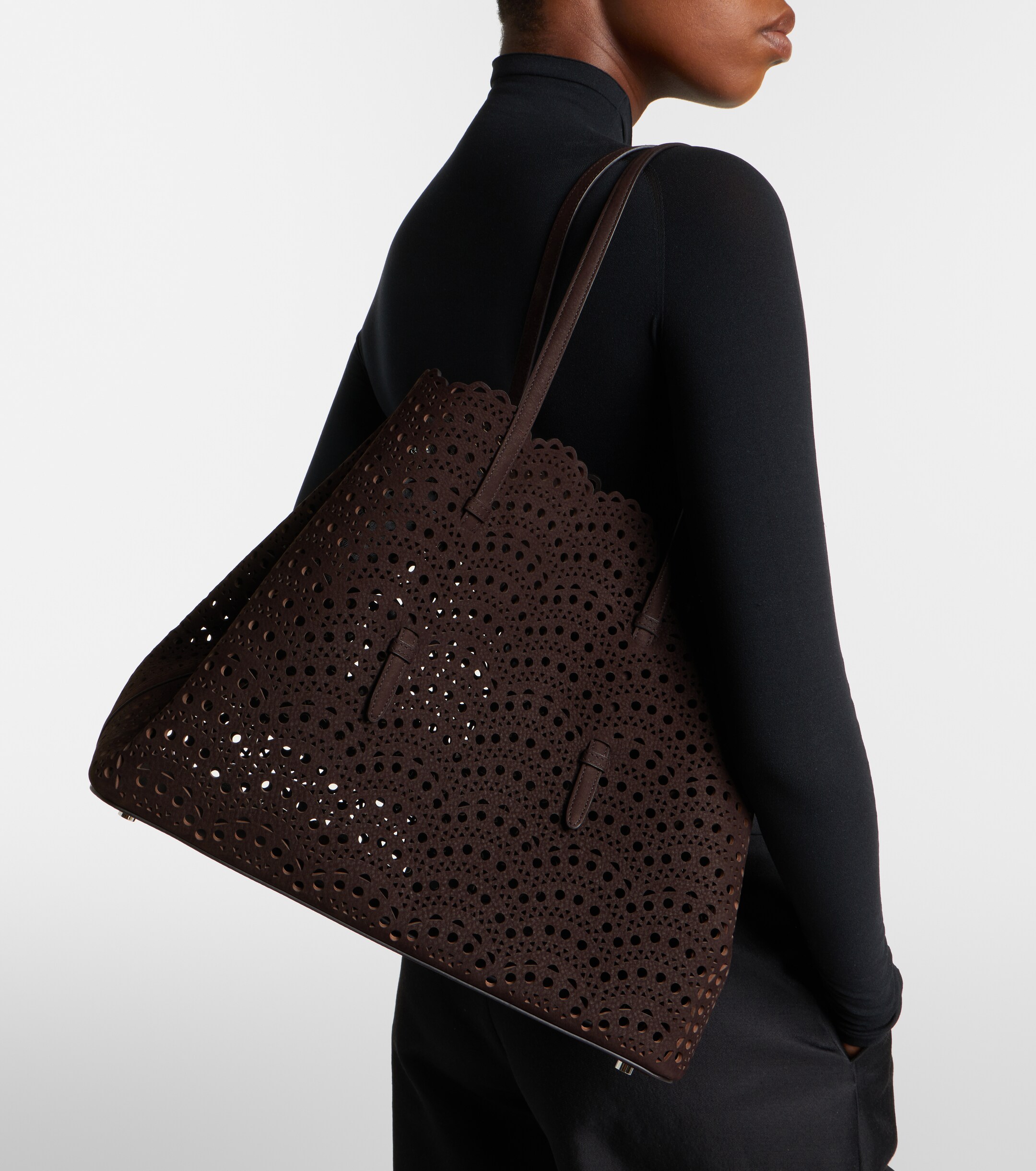 Alaïa Mina 37 Large leather tote bag