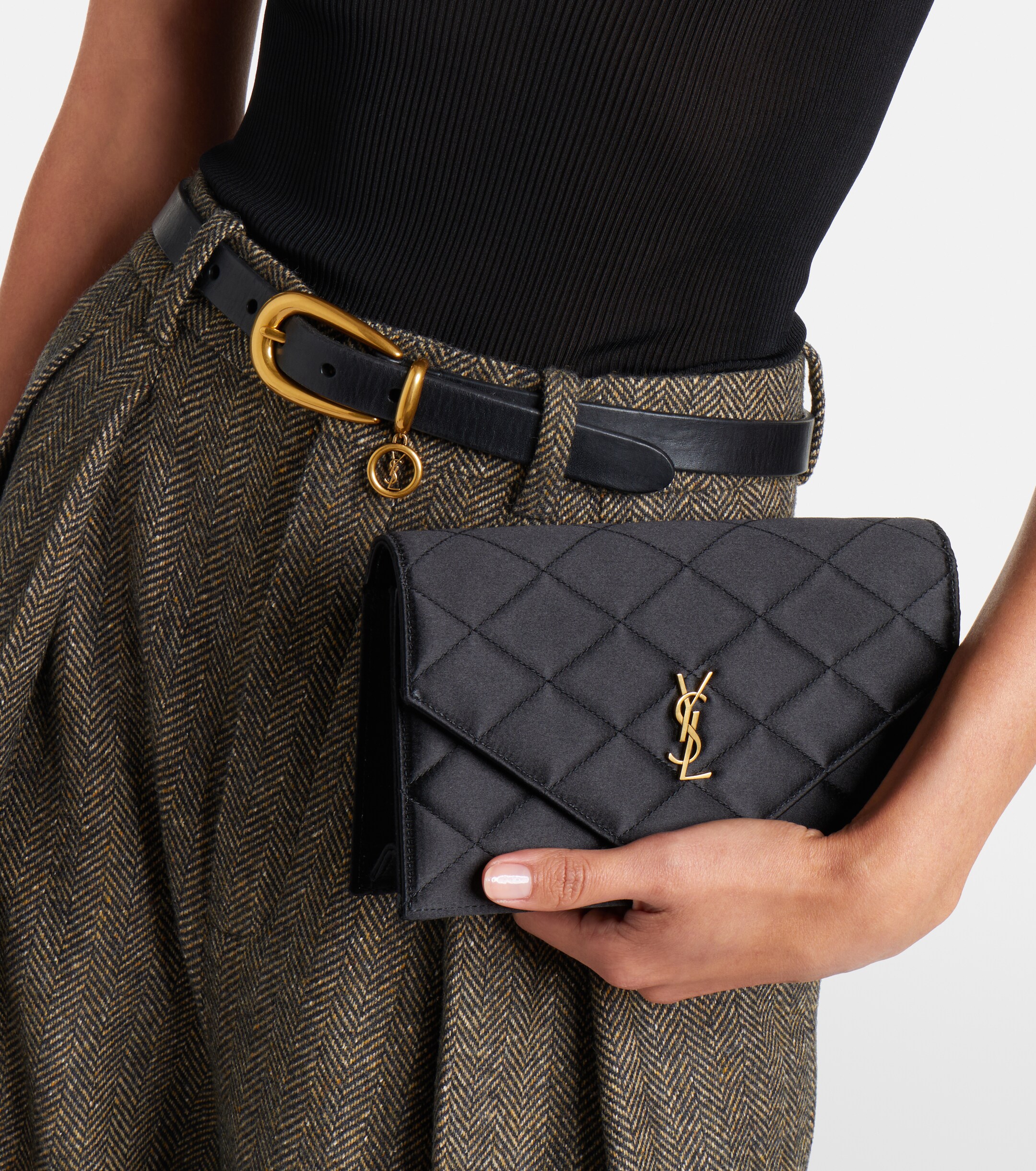 Saint Laurent Paris Mini quilted satin shoulder bag