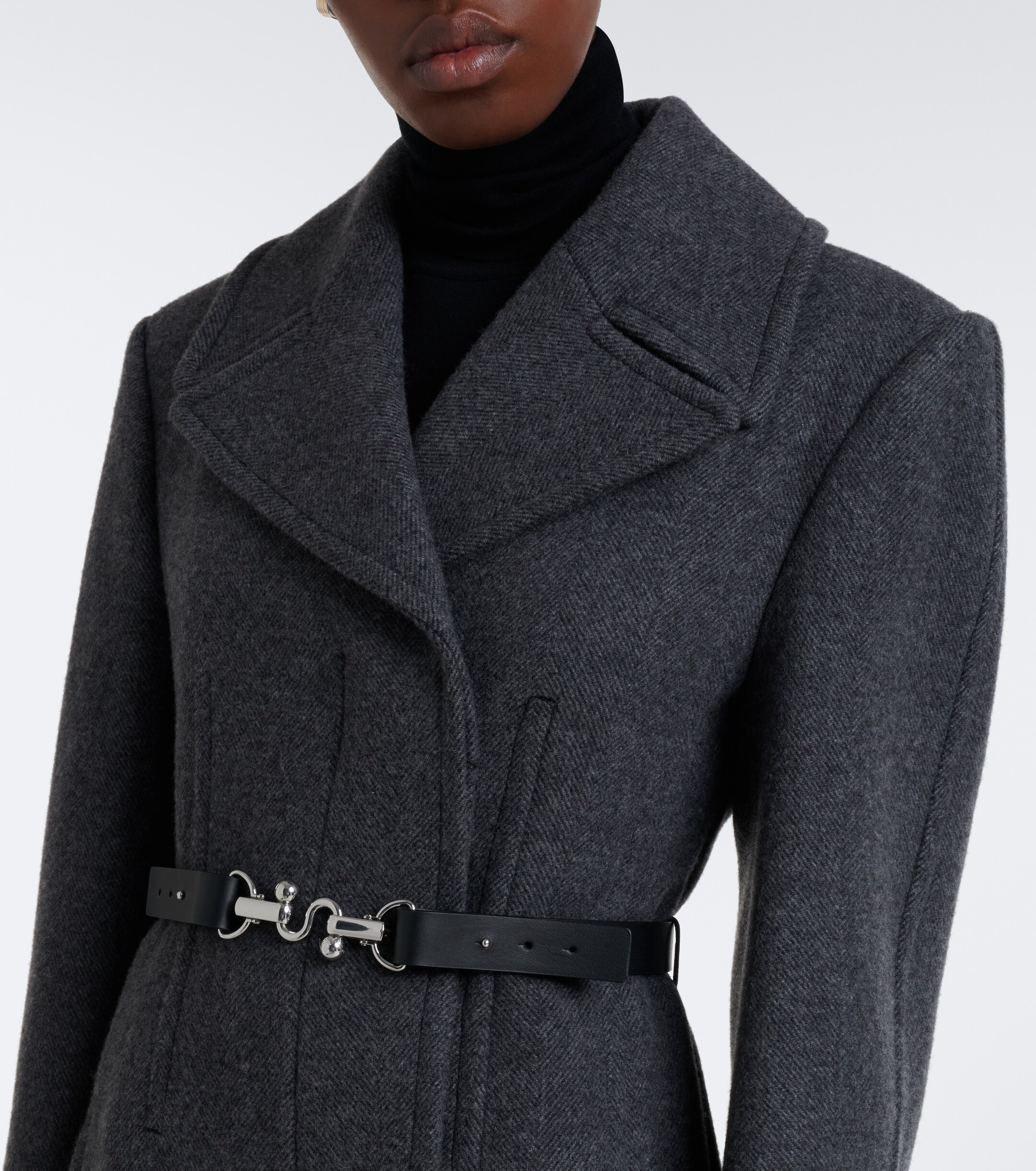 Sportmax Sportmax Belted herringbone virgin wool coat