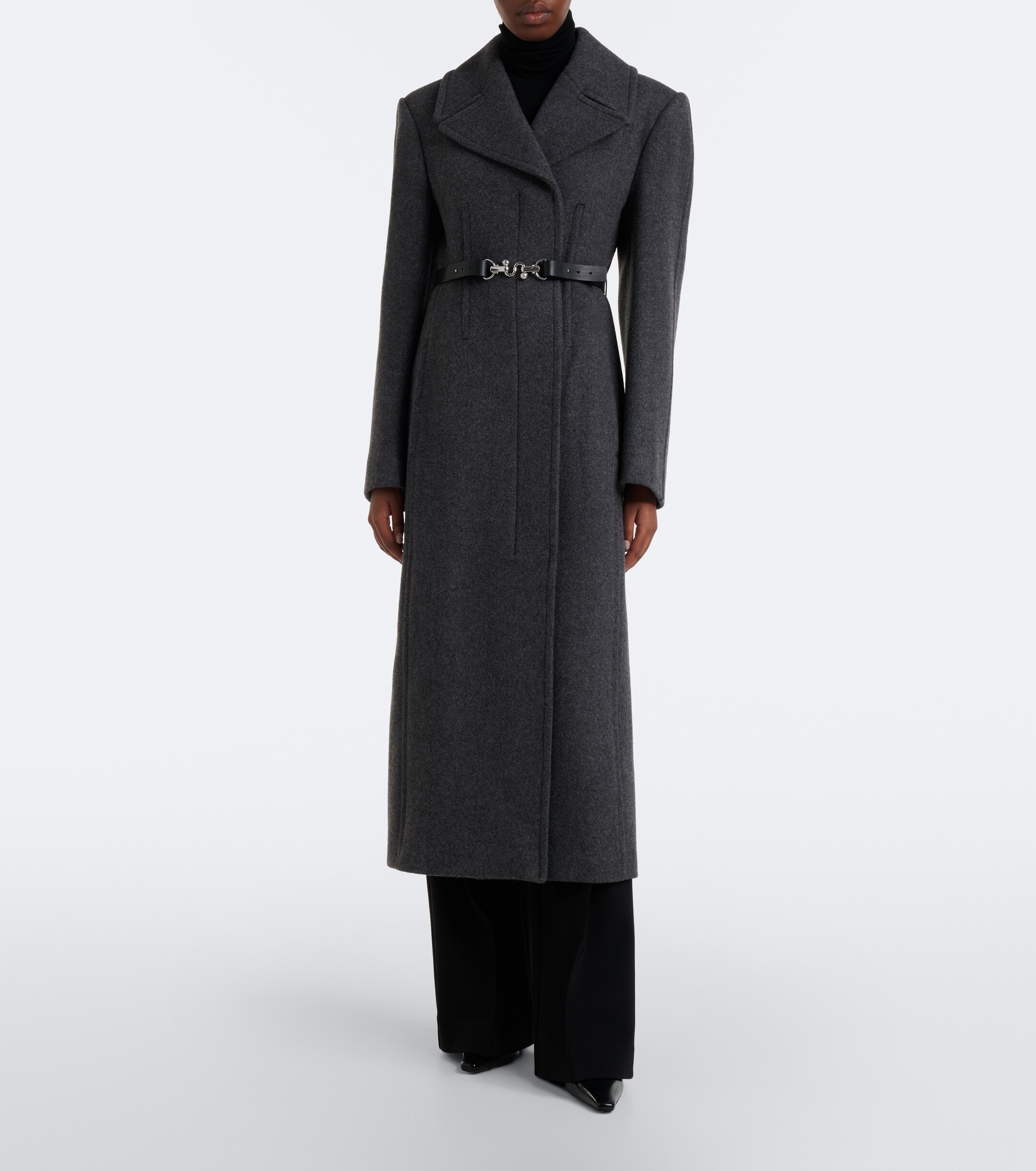 Sportmax Sportmax Belted herringbone virgin wool coat