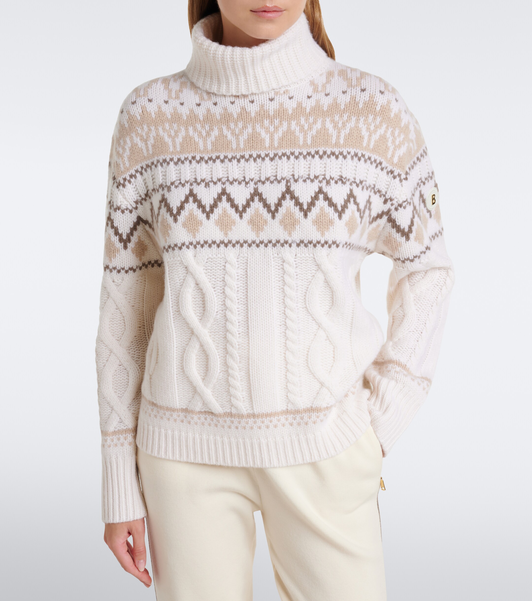 BOGNER Bogner Lorely jacquard cashmere turtleneck sweater