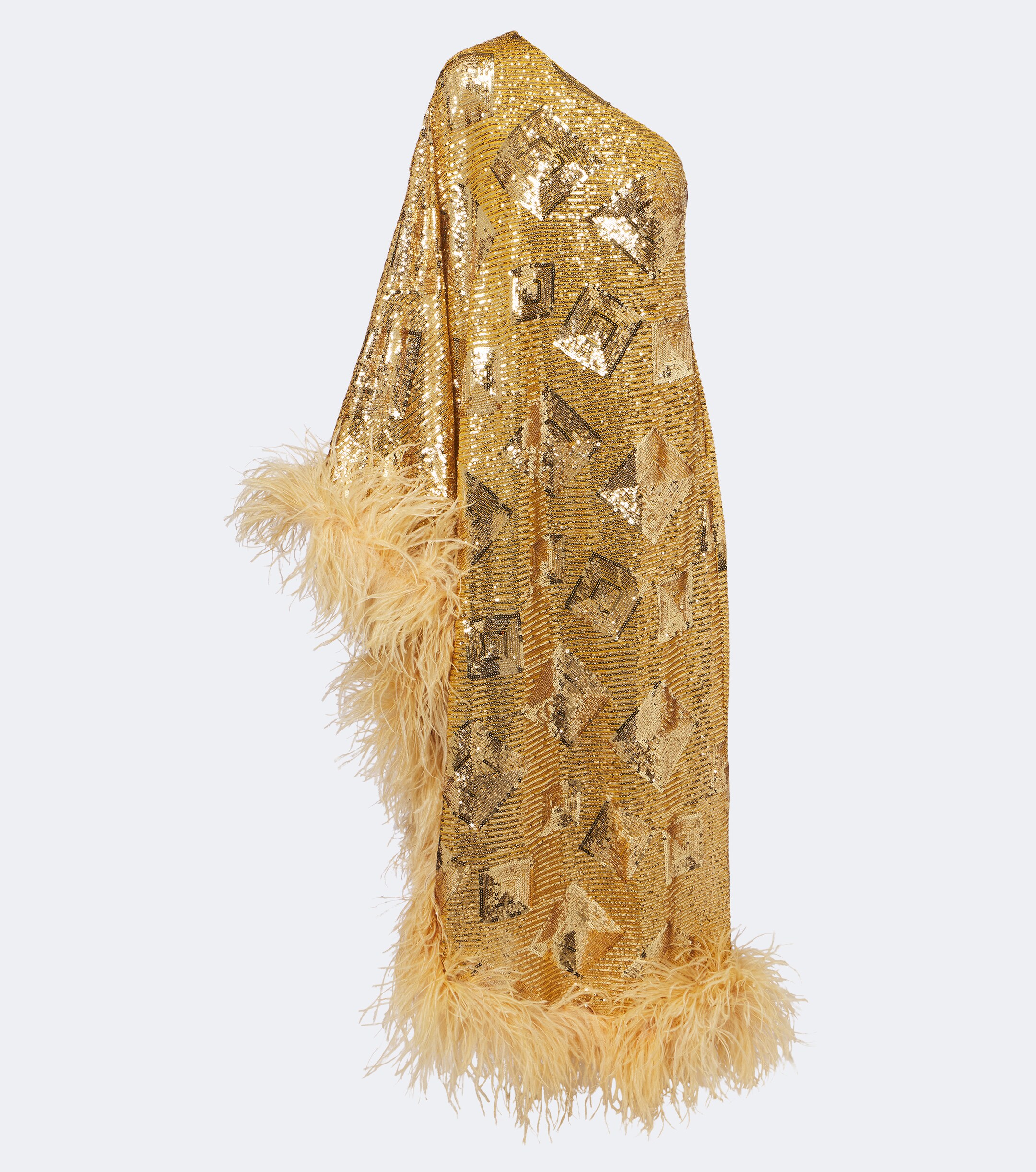 Taller Marmo Taller Marmo Feather-trimmed sequined gown