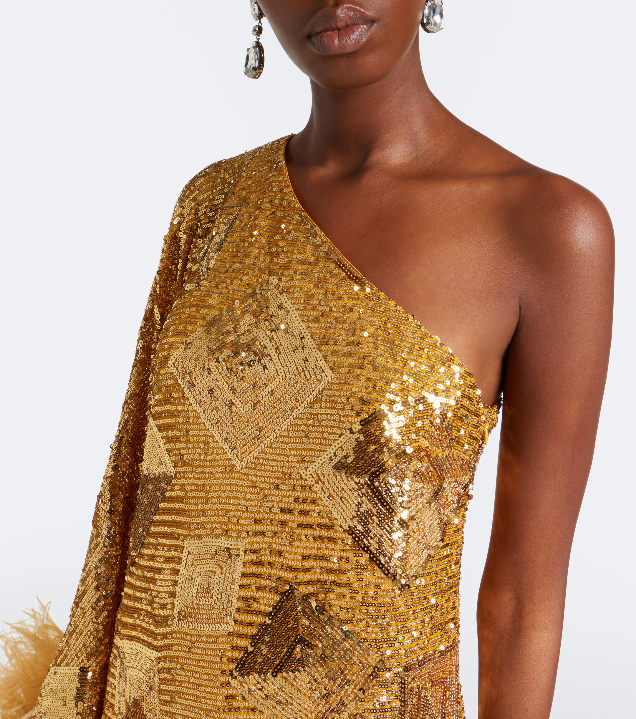 Taller Marmo Taller Marmo Feather-trimmed sequined gown