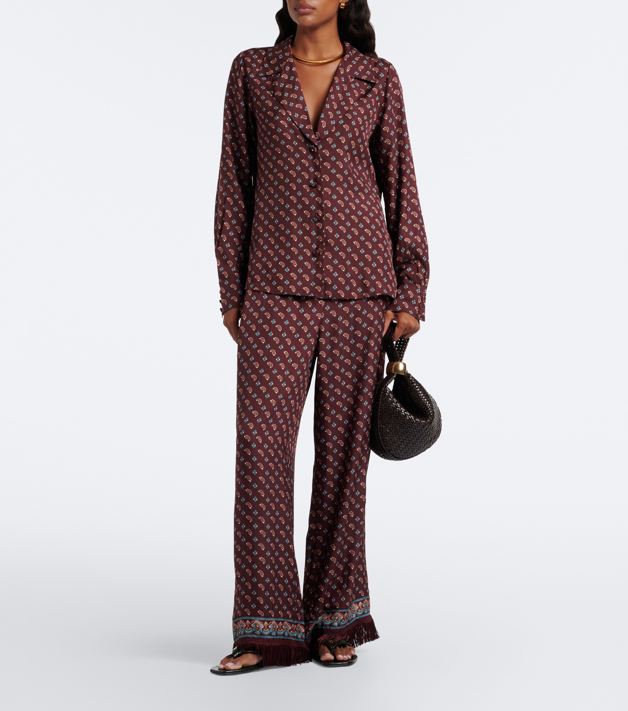 Dôen Dôen Lavona fringed silk-blend wide-leg pants