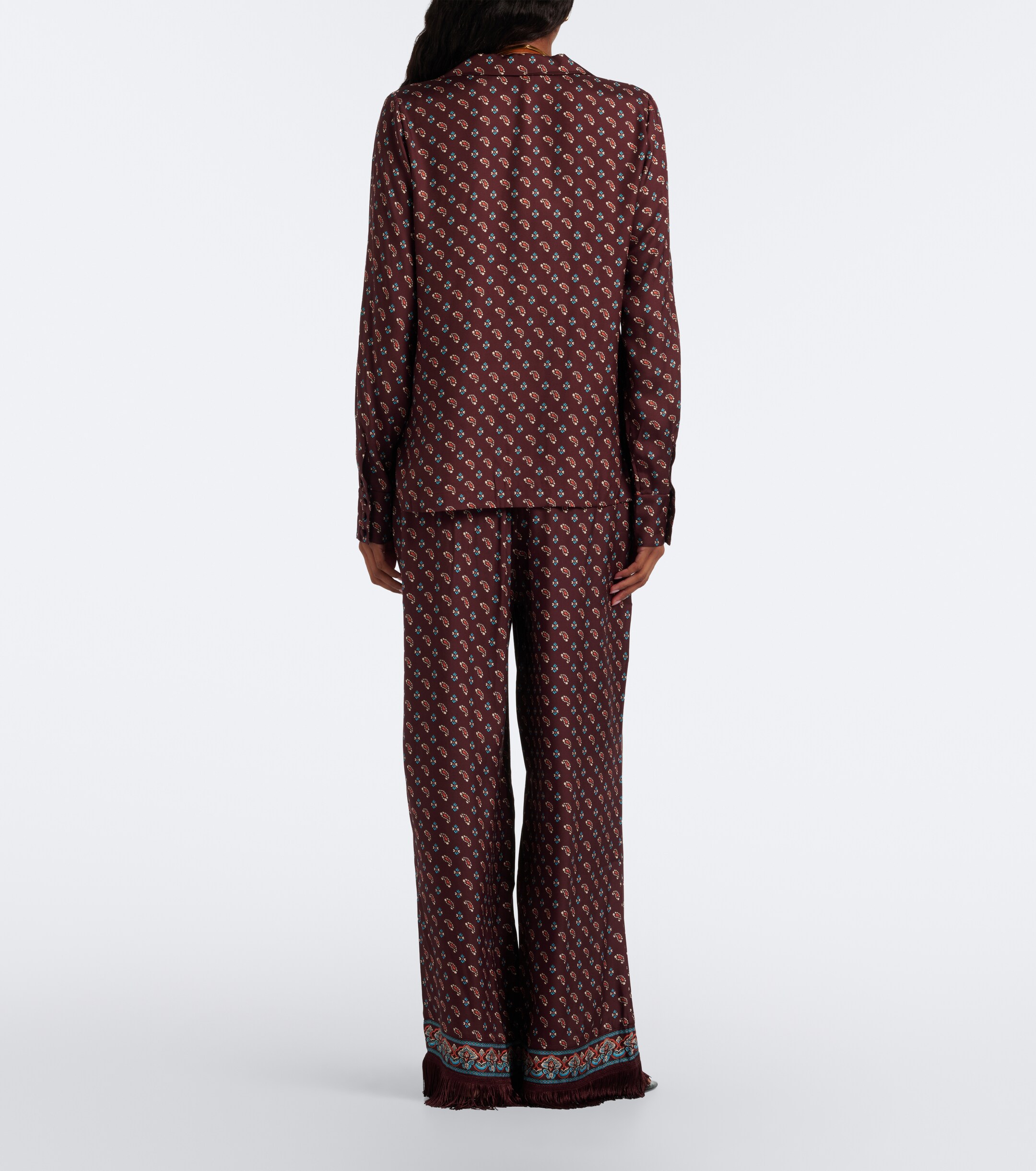 Dôen Dôen Lavona fringed silk-blend wide-leg pants