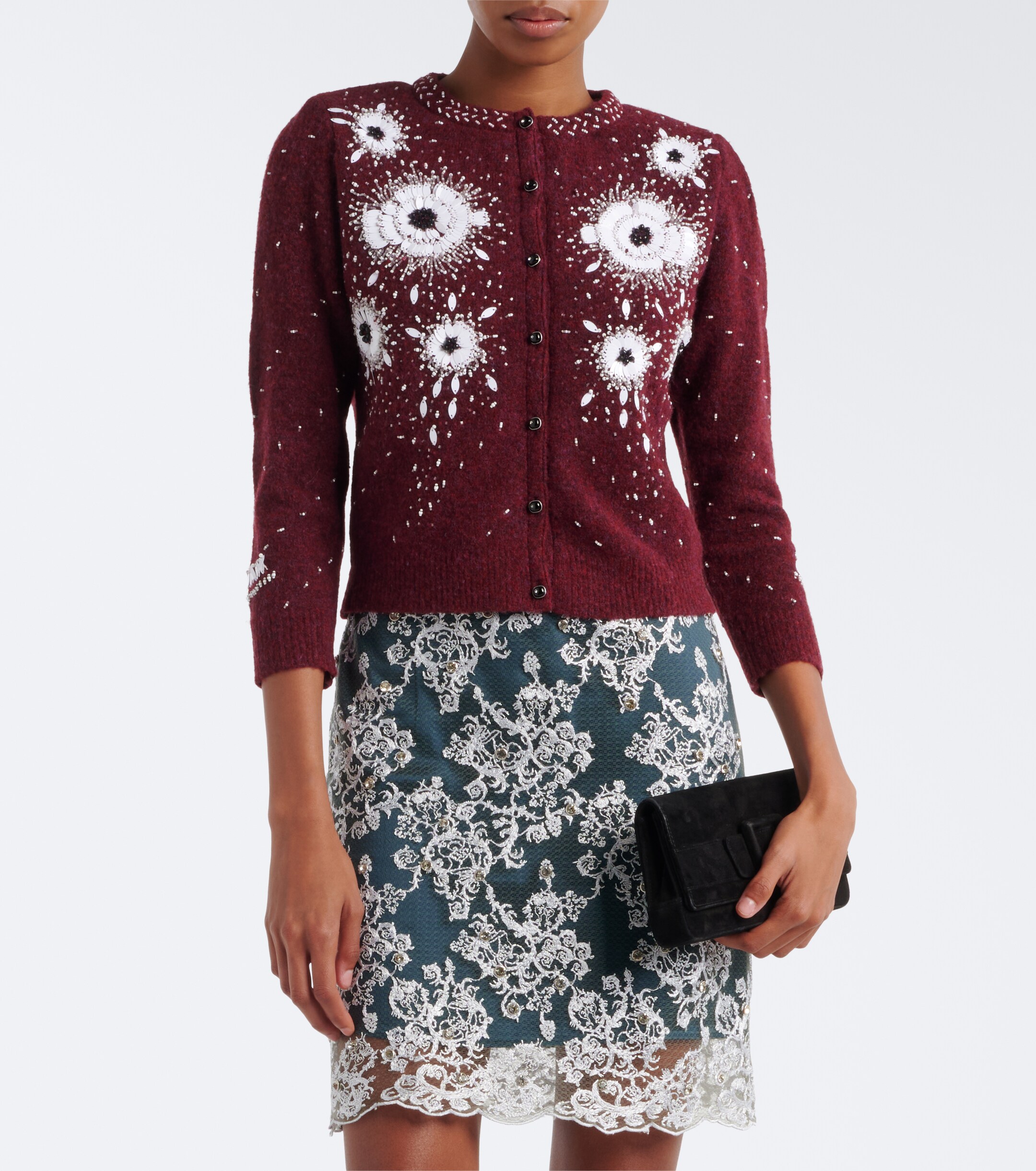 Jacques Wei Jacques Wei Embellished floral wool-blend cardigan