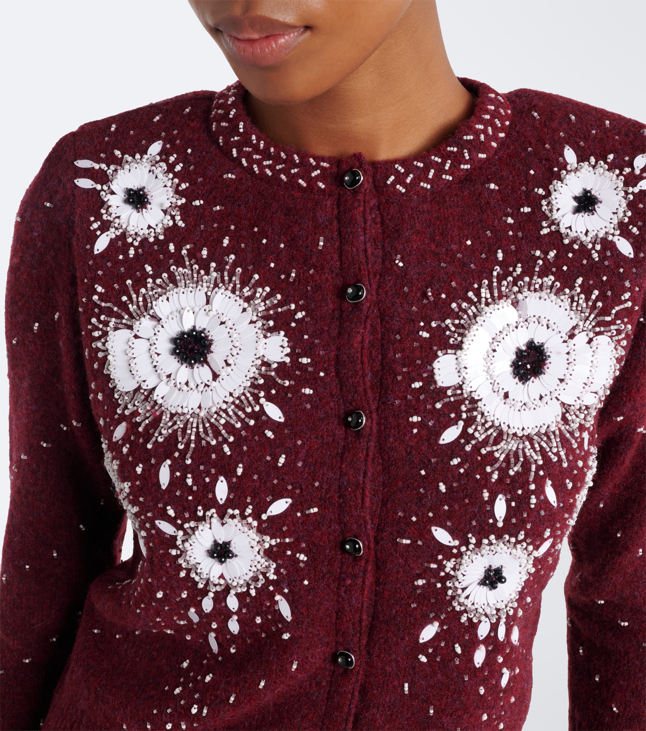 Jacques Wei Jacques Wei Embellished floral wool-blend cardigan