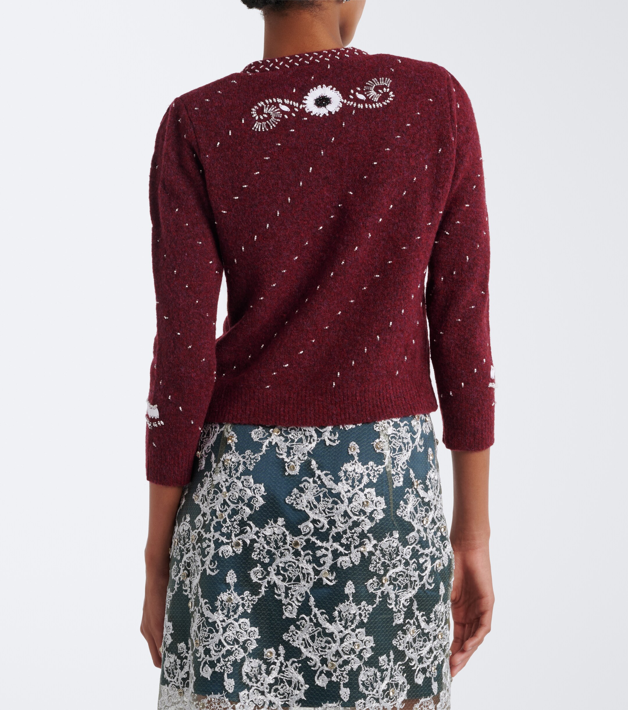 Jacques Wei Jacques Wei Embellished floral wool-blend cardigan