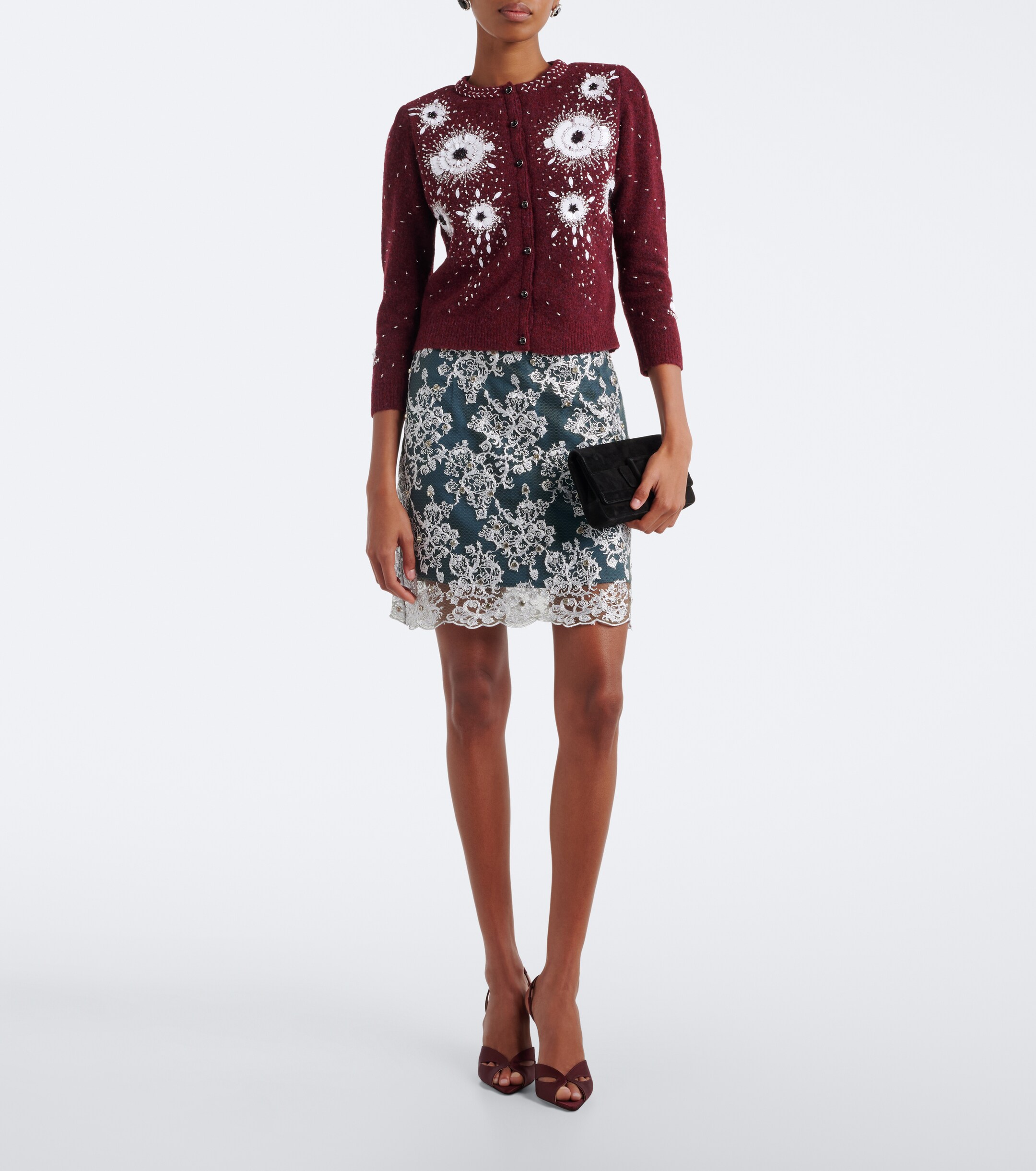 Jacques Wei Jacques Wei Embellished floral wool-blend cardigan