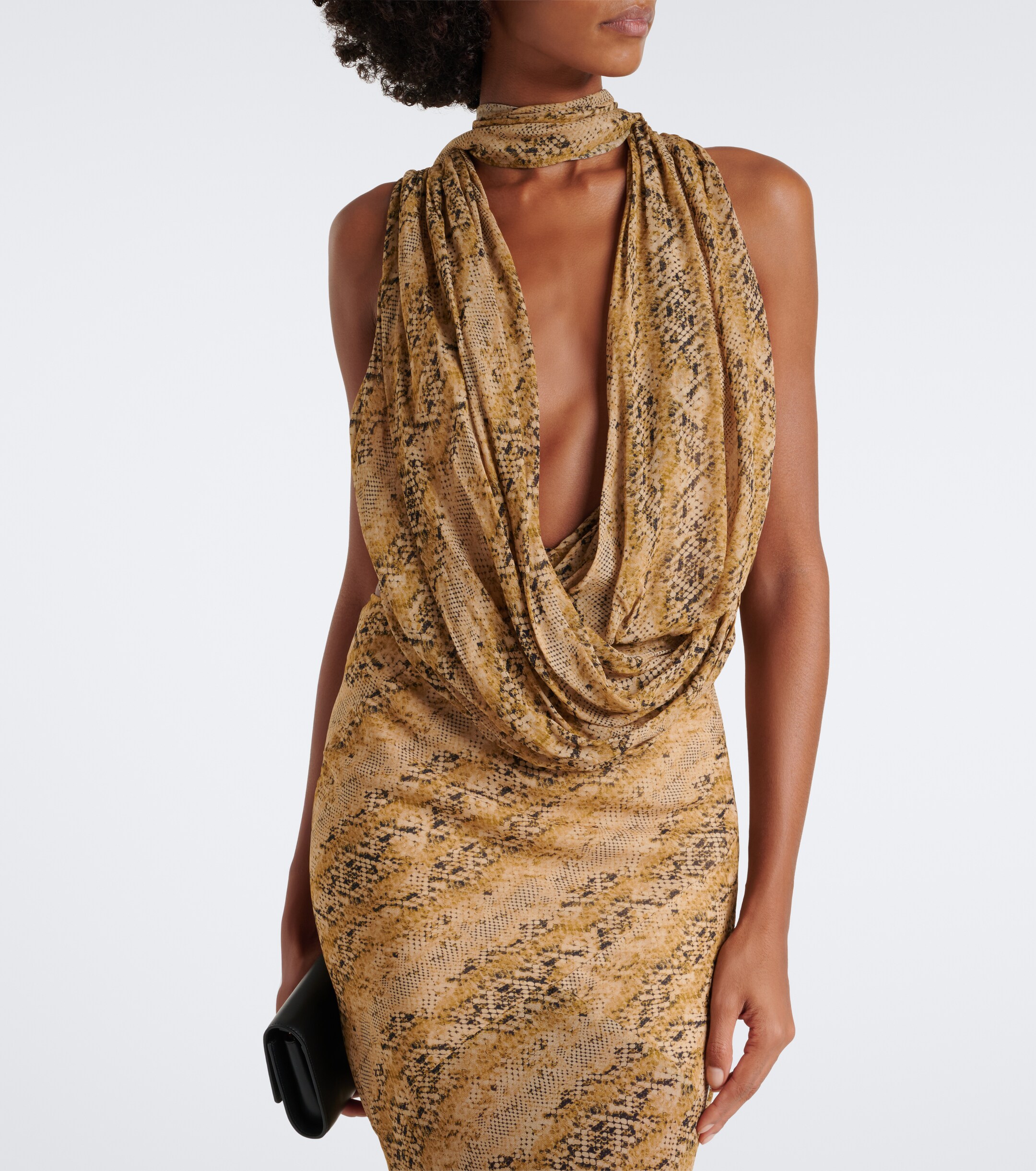 DE LA VALI De La Vali Isolde draped snake-print georgette top