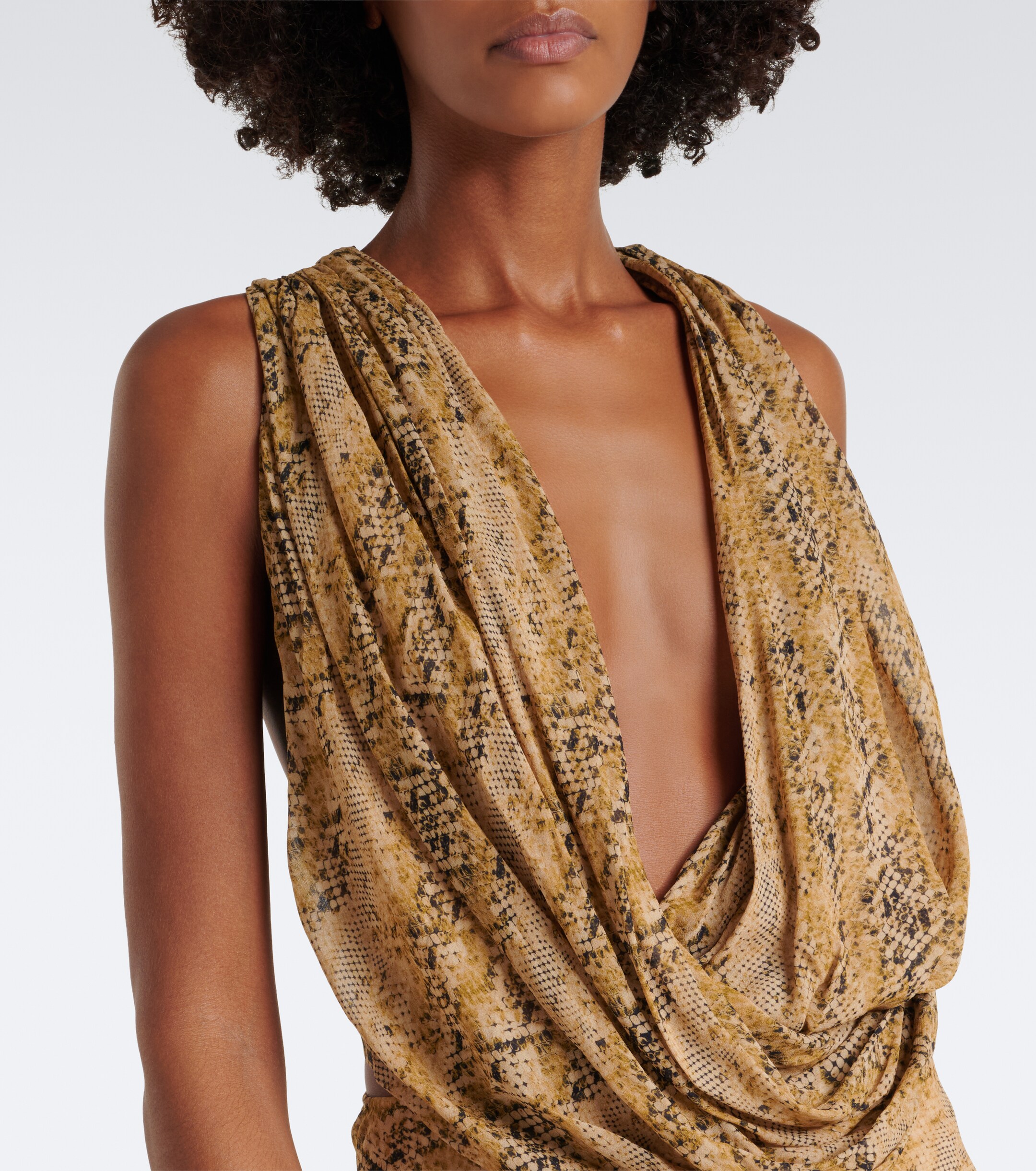 DE LA VALI De La Vali Isolde draped snake-print georgette top