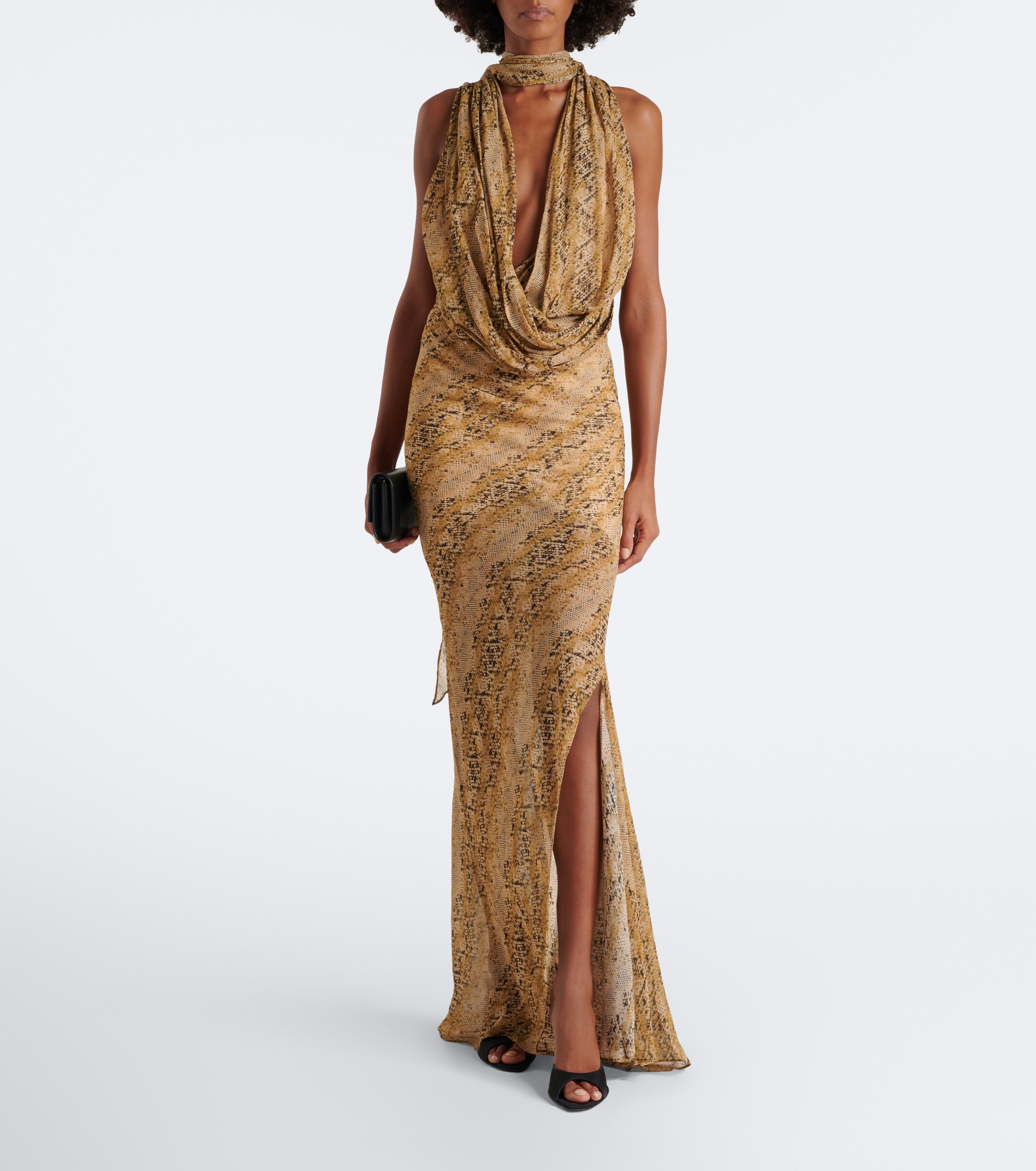 DE LA VALI De La Vali Isolde draped snake-print georgette top