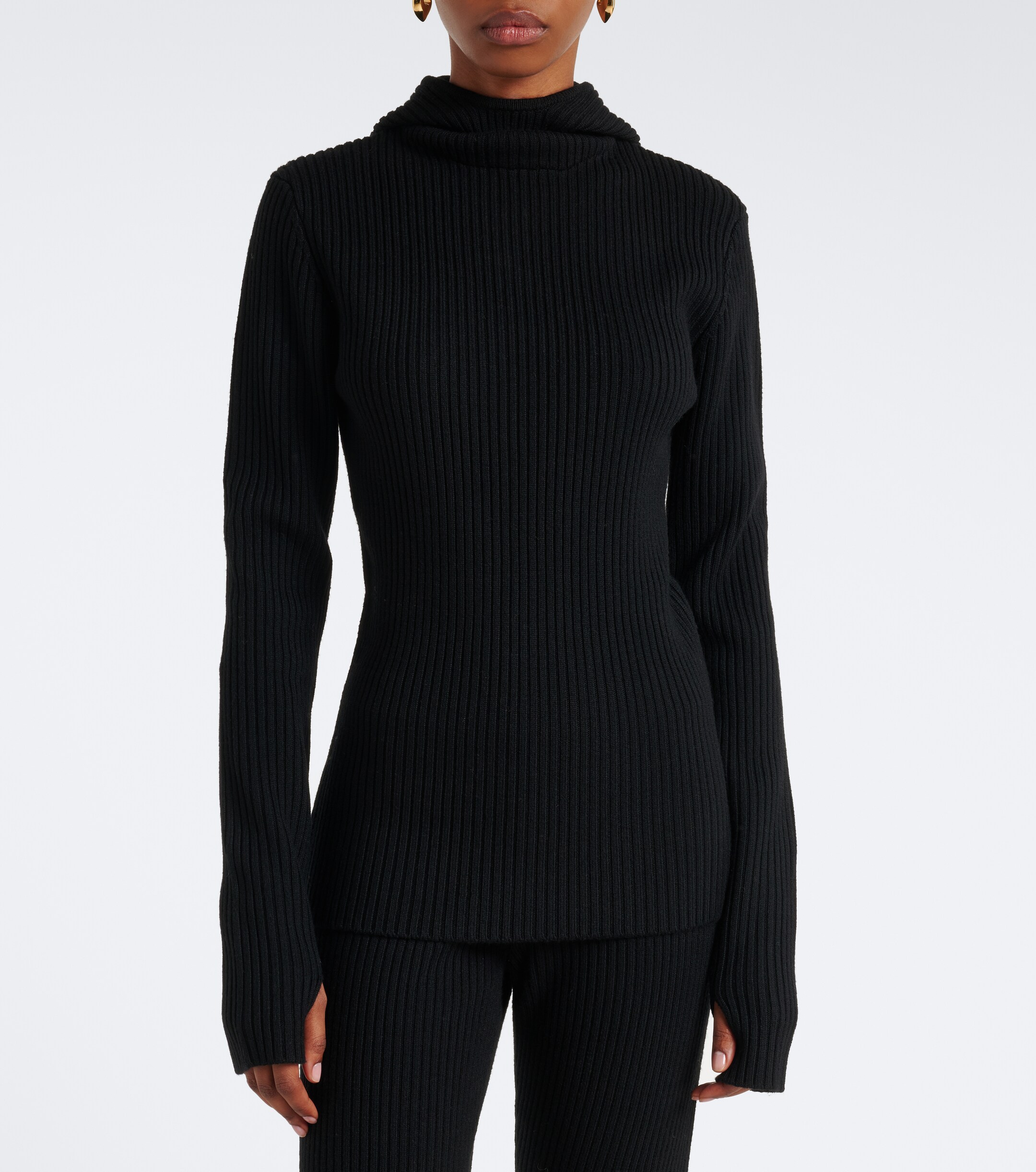 The Frankie Shop The Frankie Shop Larice ribbed-knit hooded wool sweater