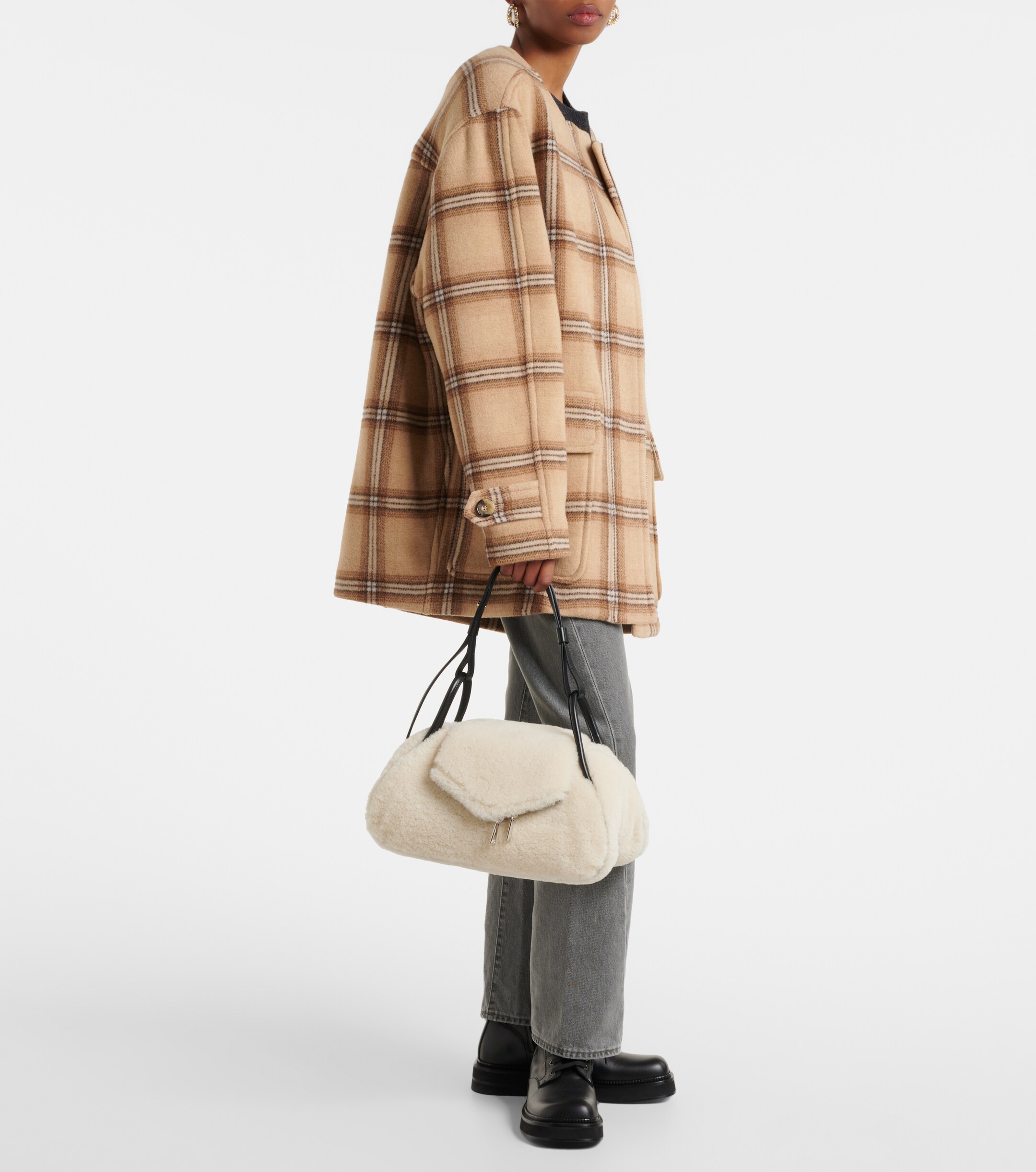 AMINA MUADDI Gemini Small shearling shoulder bag