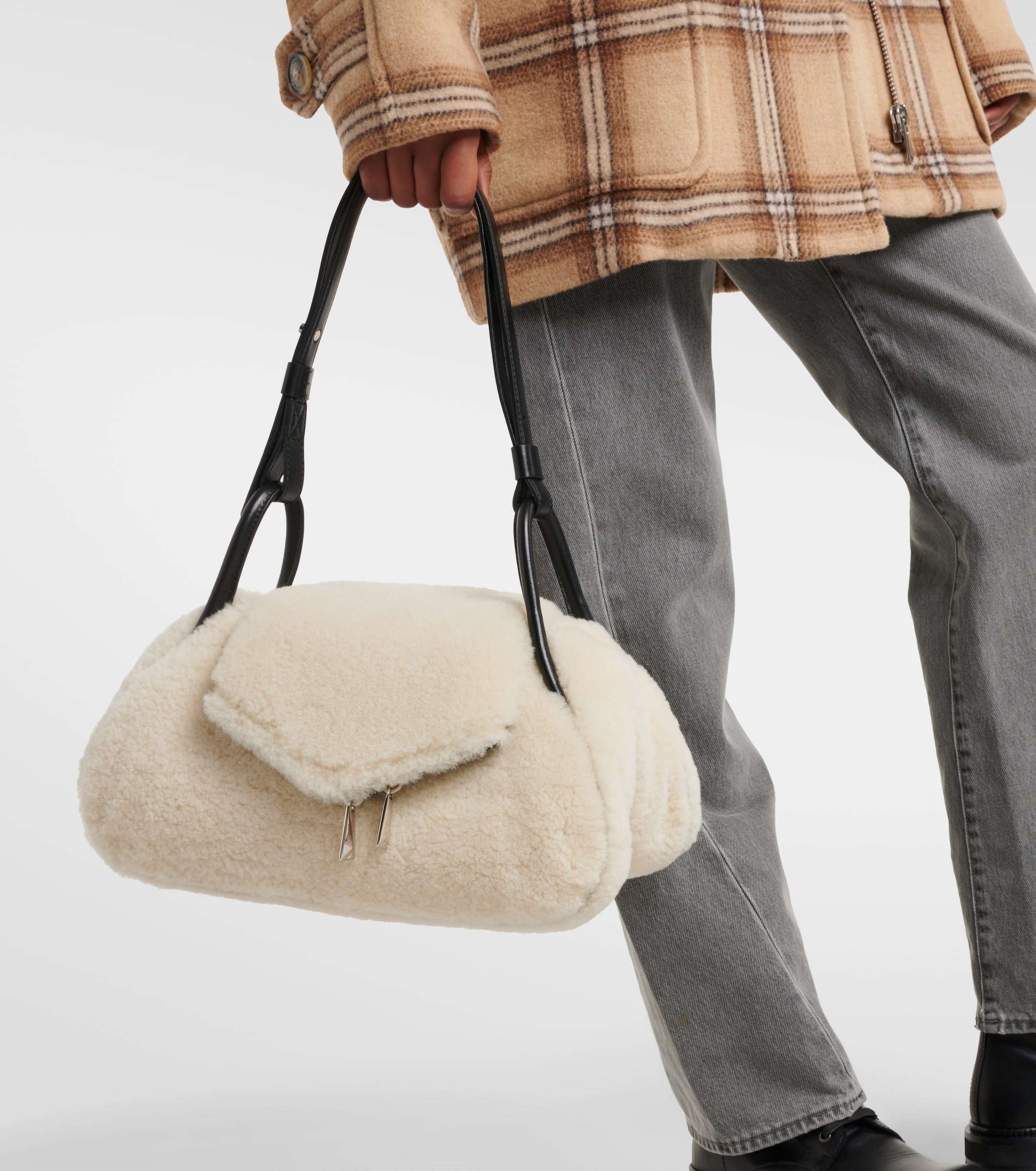 AMINA MUADDI Gemini Small shearling shoulder bag