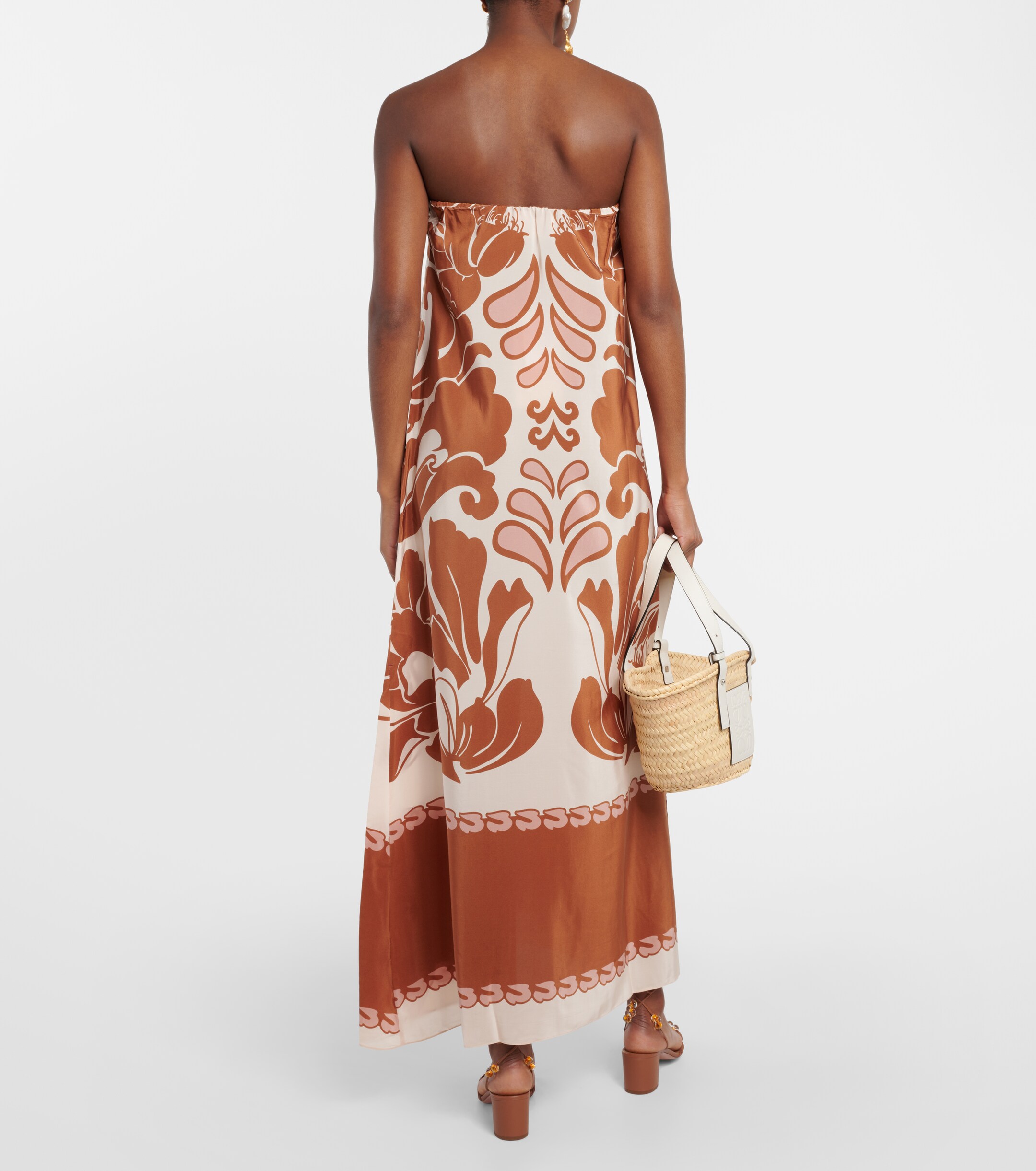 Adriana Degreas Printed strapless silk maxi dress thumbnail