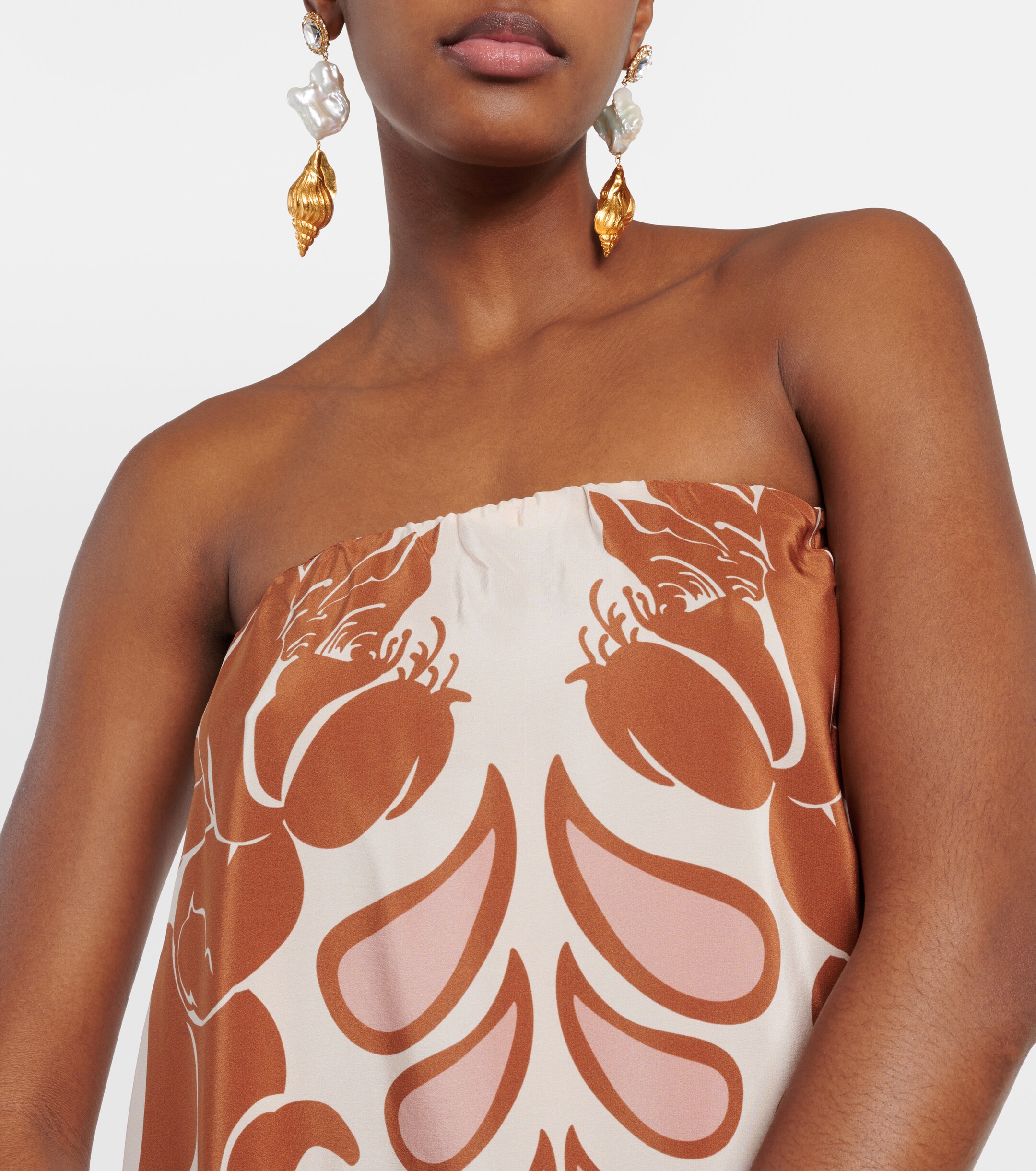 Adriana Degreas Printed strapless silk maxi dress thumbnail