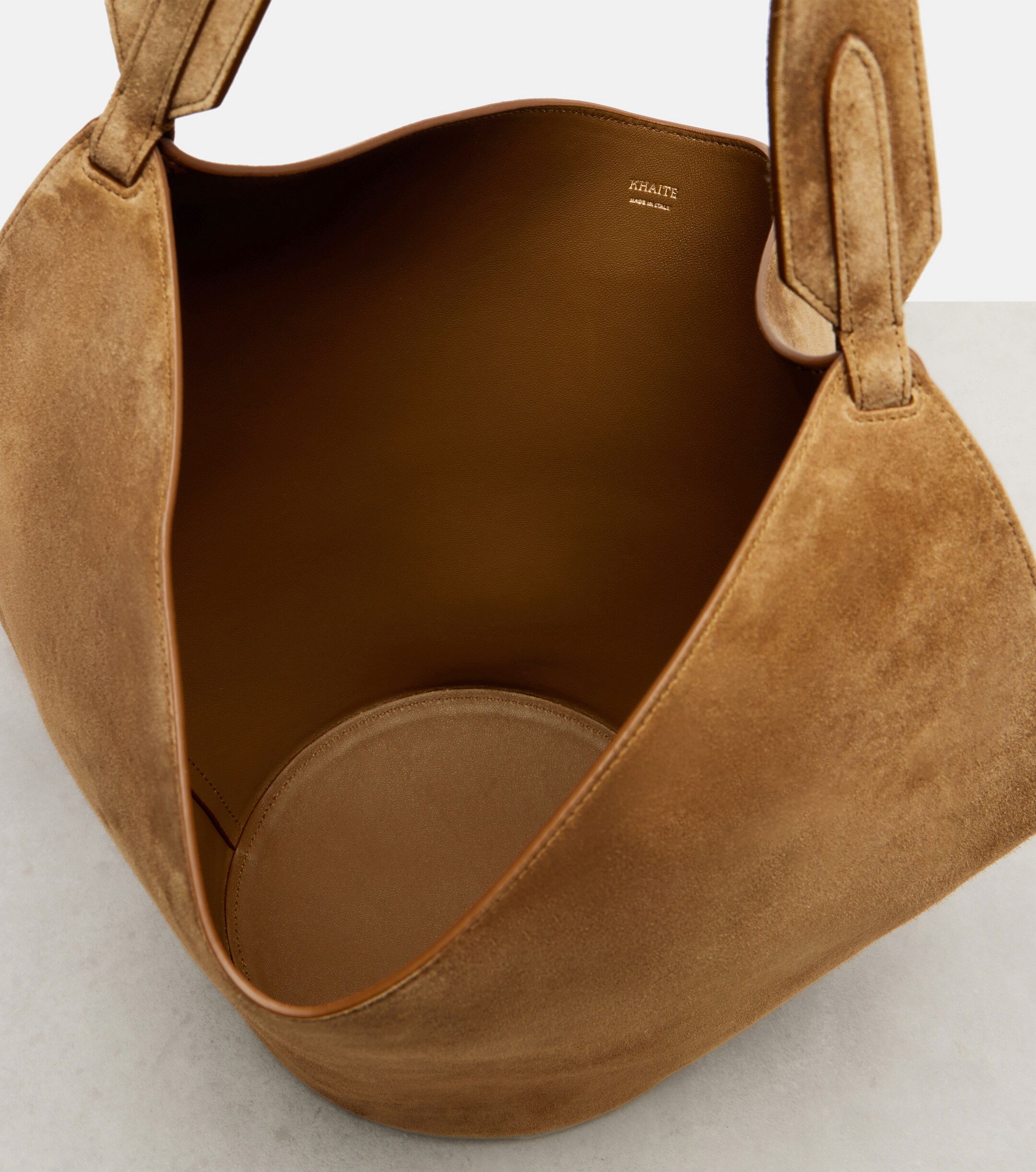 KHAITE Lotus Small suede tote bag
