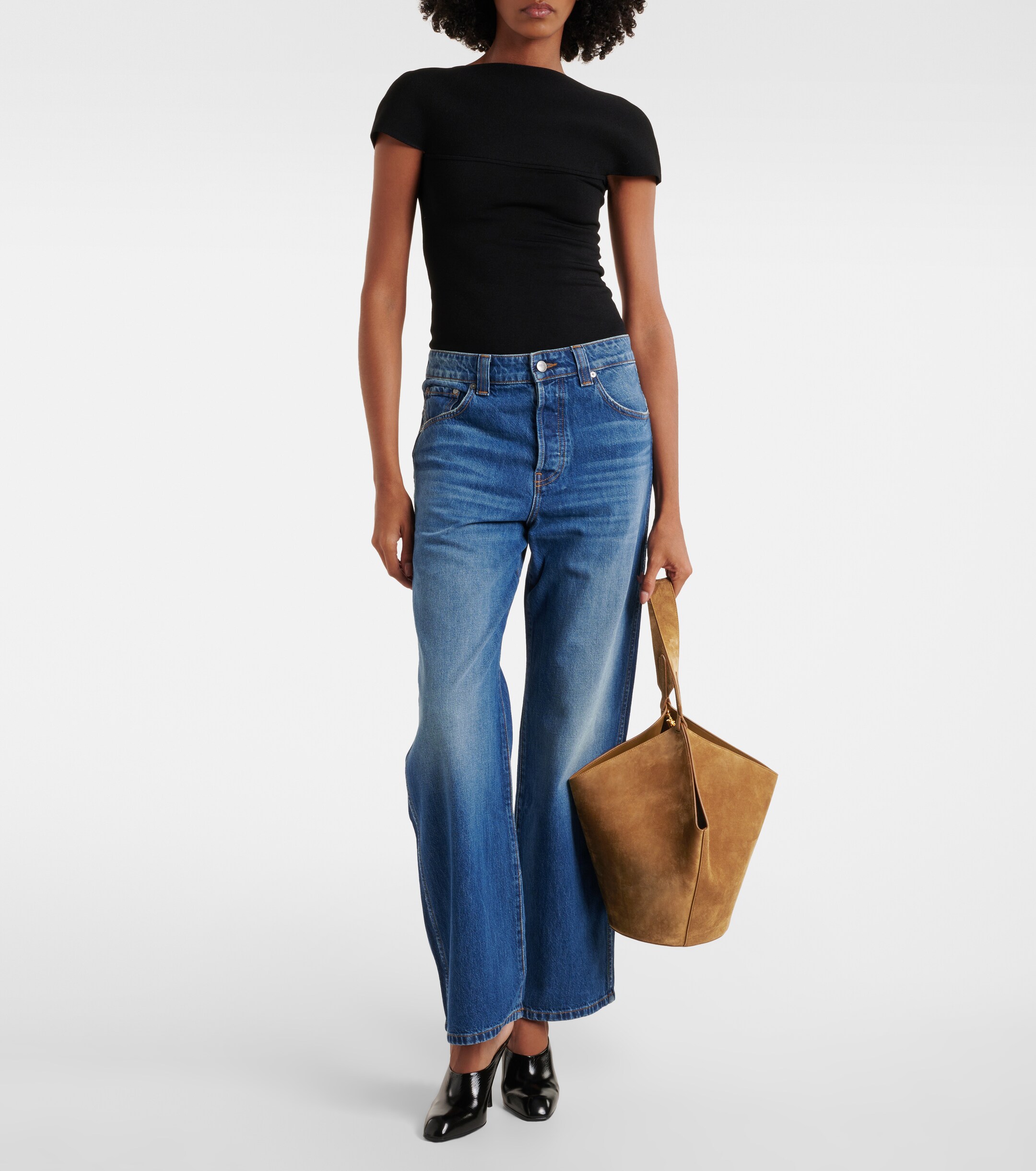 KHAITE Lotus Small suede tote bag