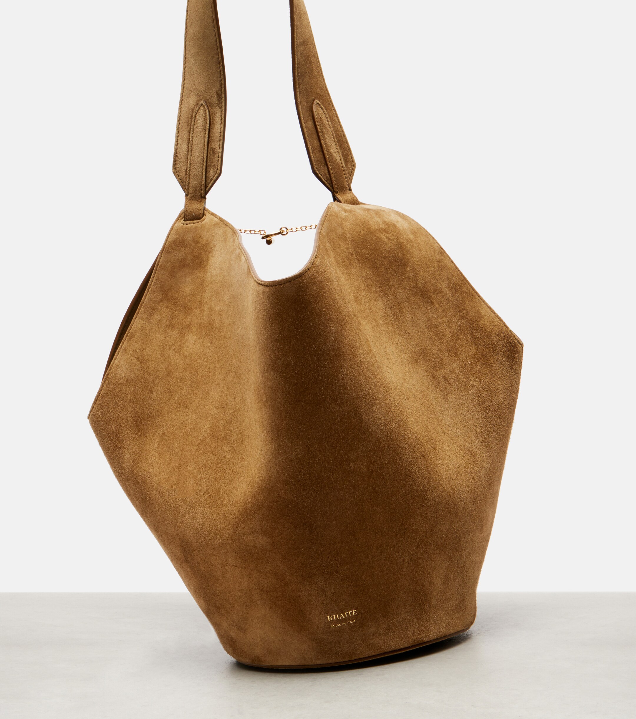 KHAITE Lotus Small suede tote bag