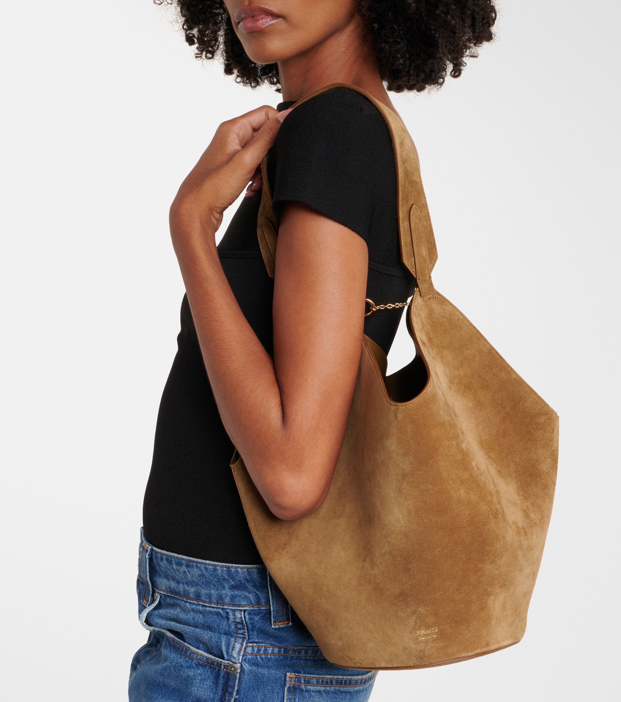 KHAITE Lotus Small suede tote bag