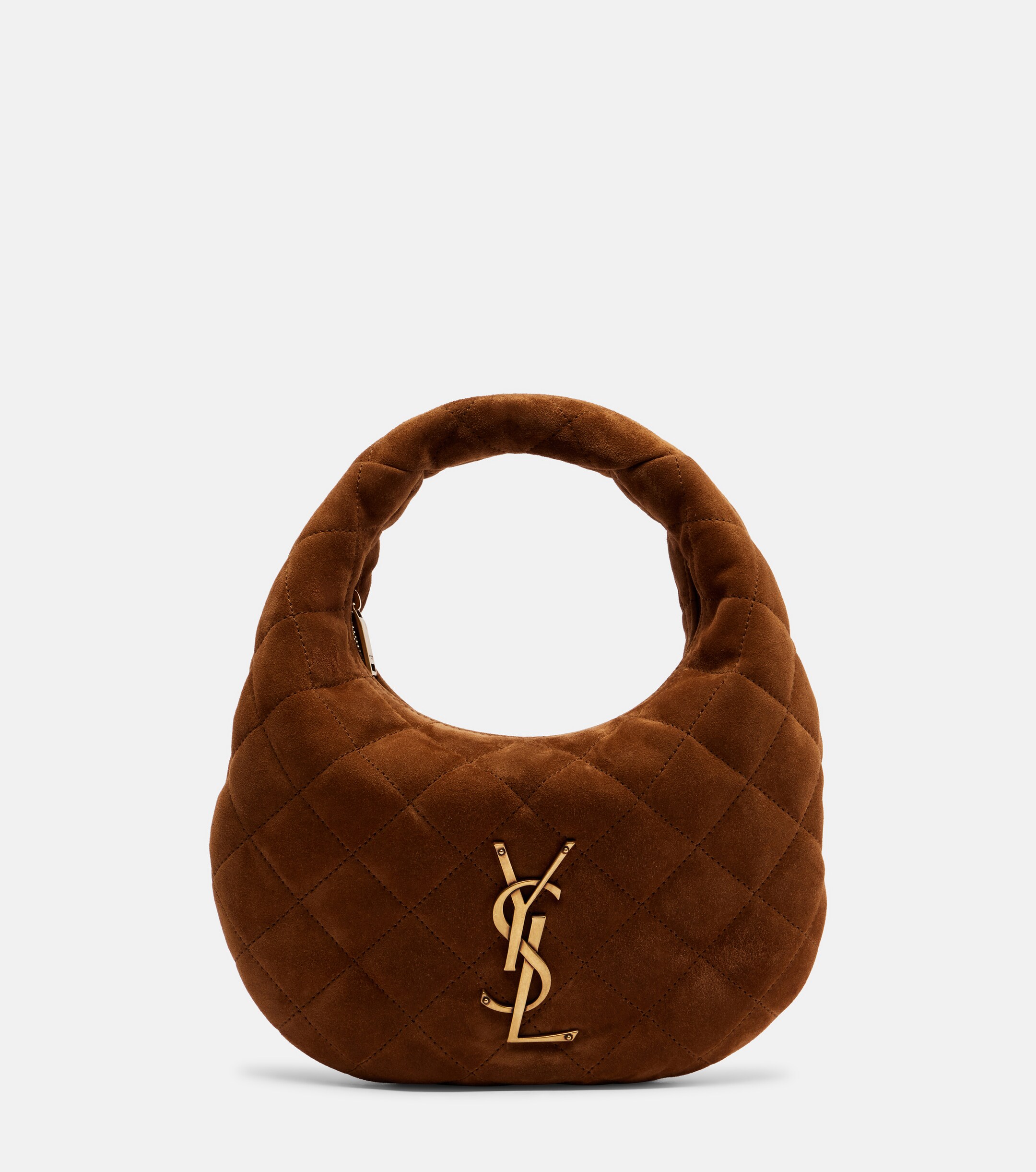 Saint Laurent Icarino Baby quilted suede top-handle bag