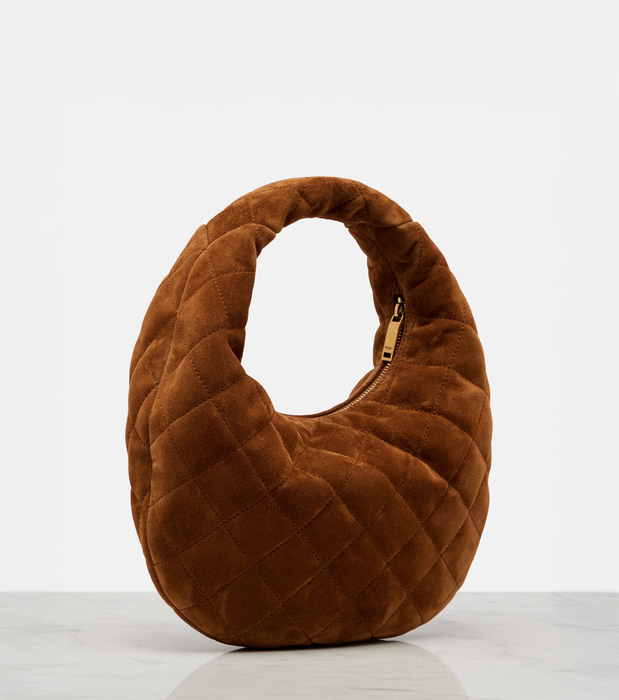 Saint Laurent Icarino Baby quilted suede top-handle bag