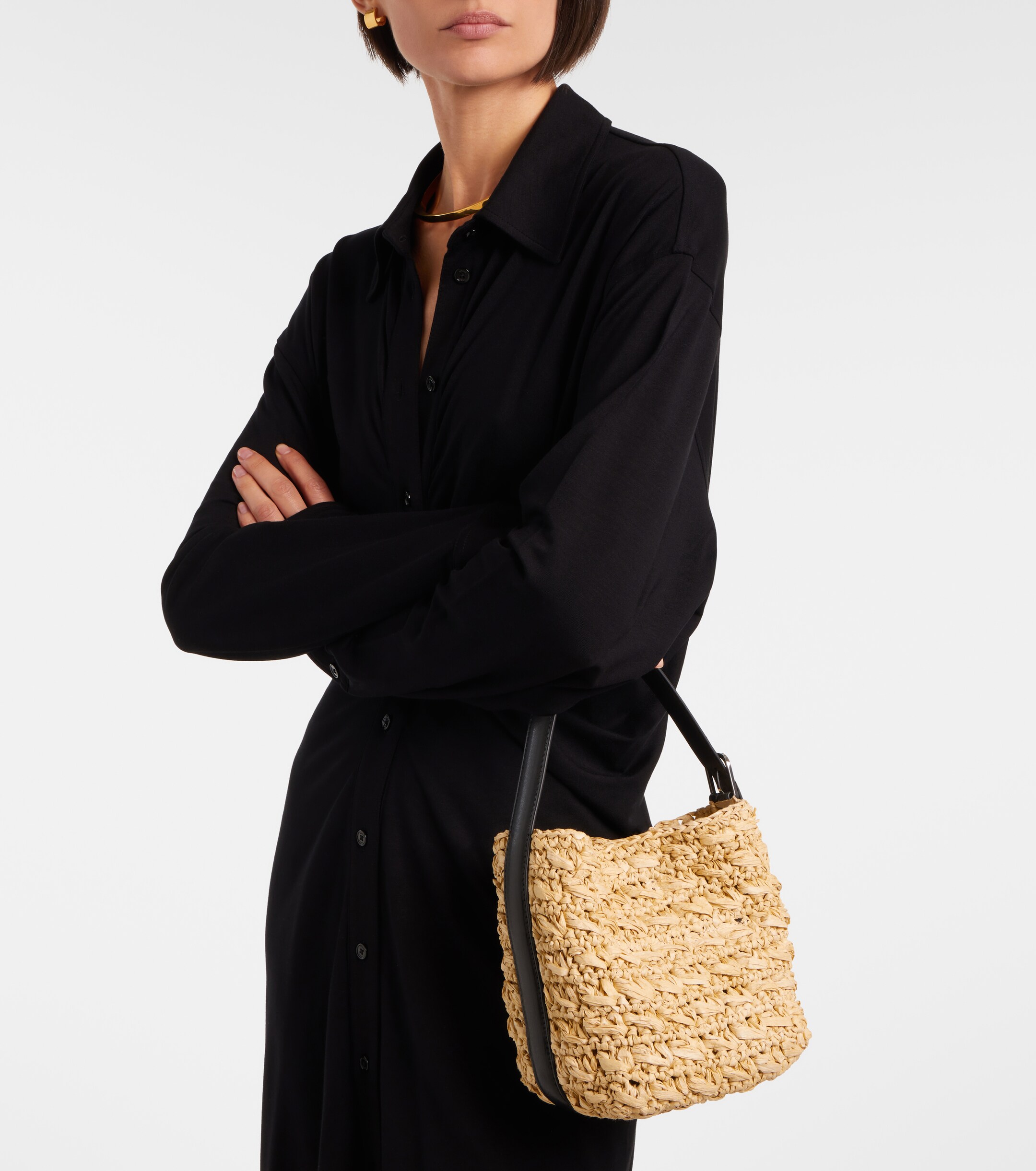 TOTEME Belted Small raffia top-handle bag