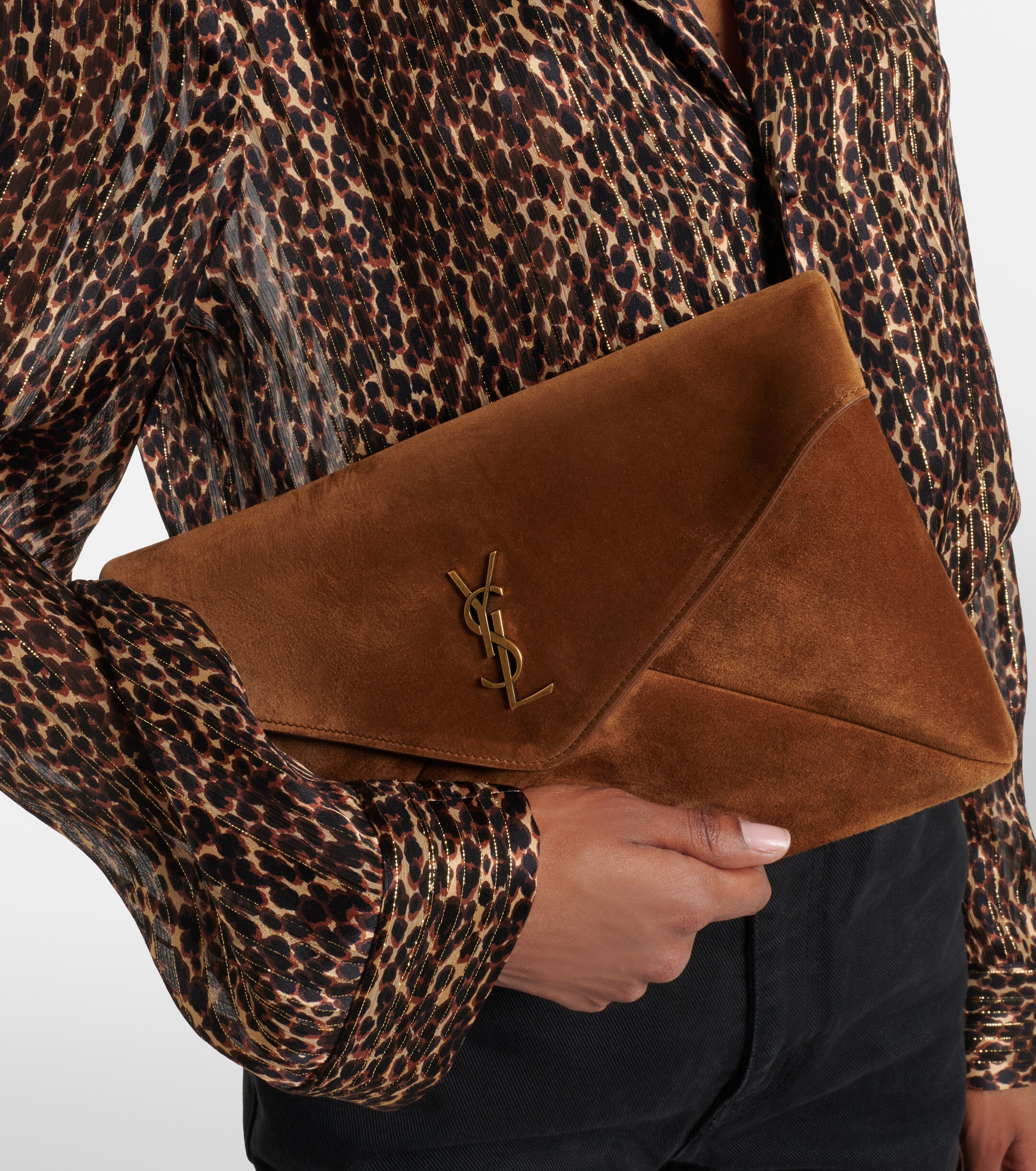 Saint Laurent Cassandre suede pouch