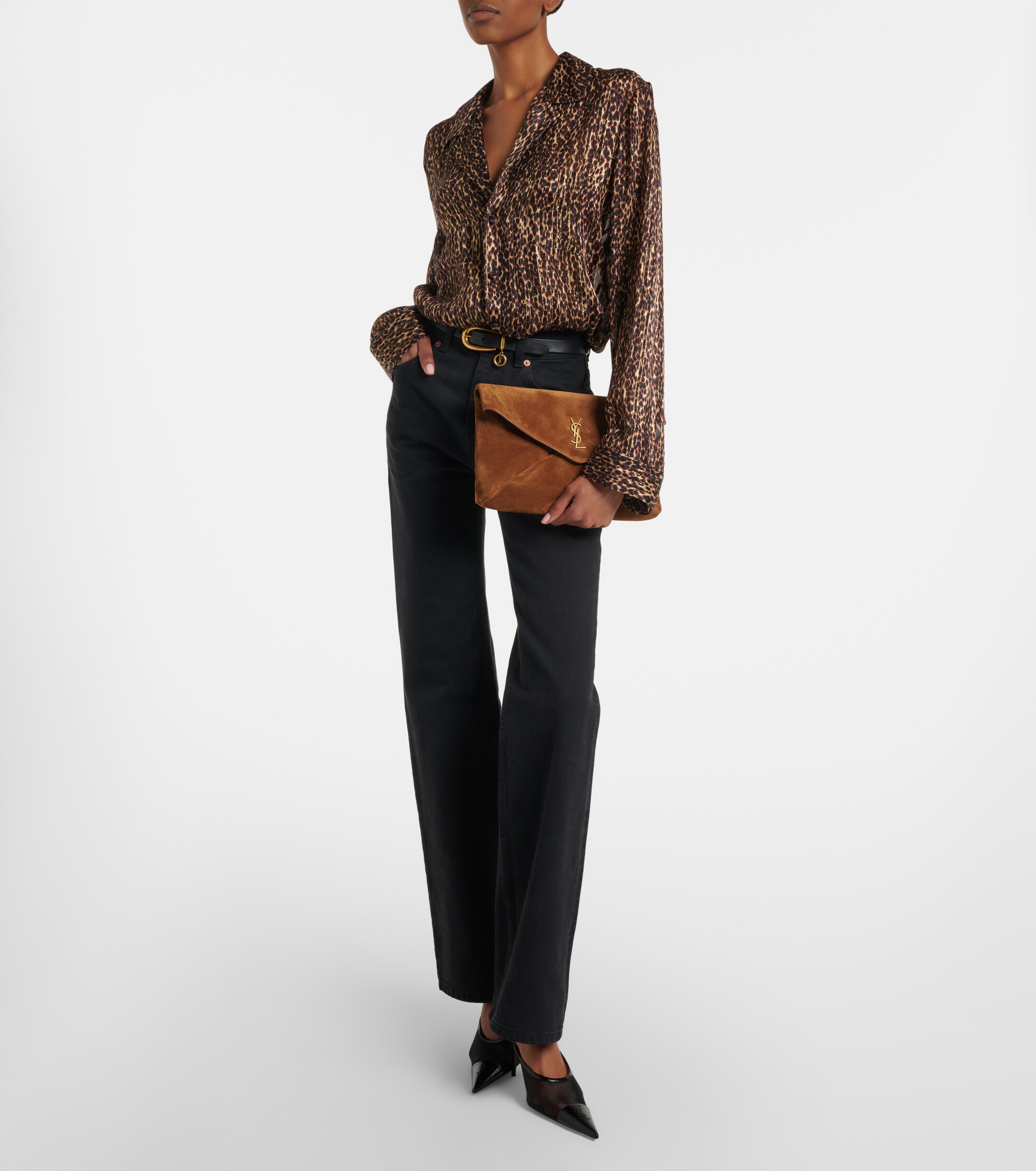 Saint Laurent Cassandre suede pouch