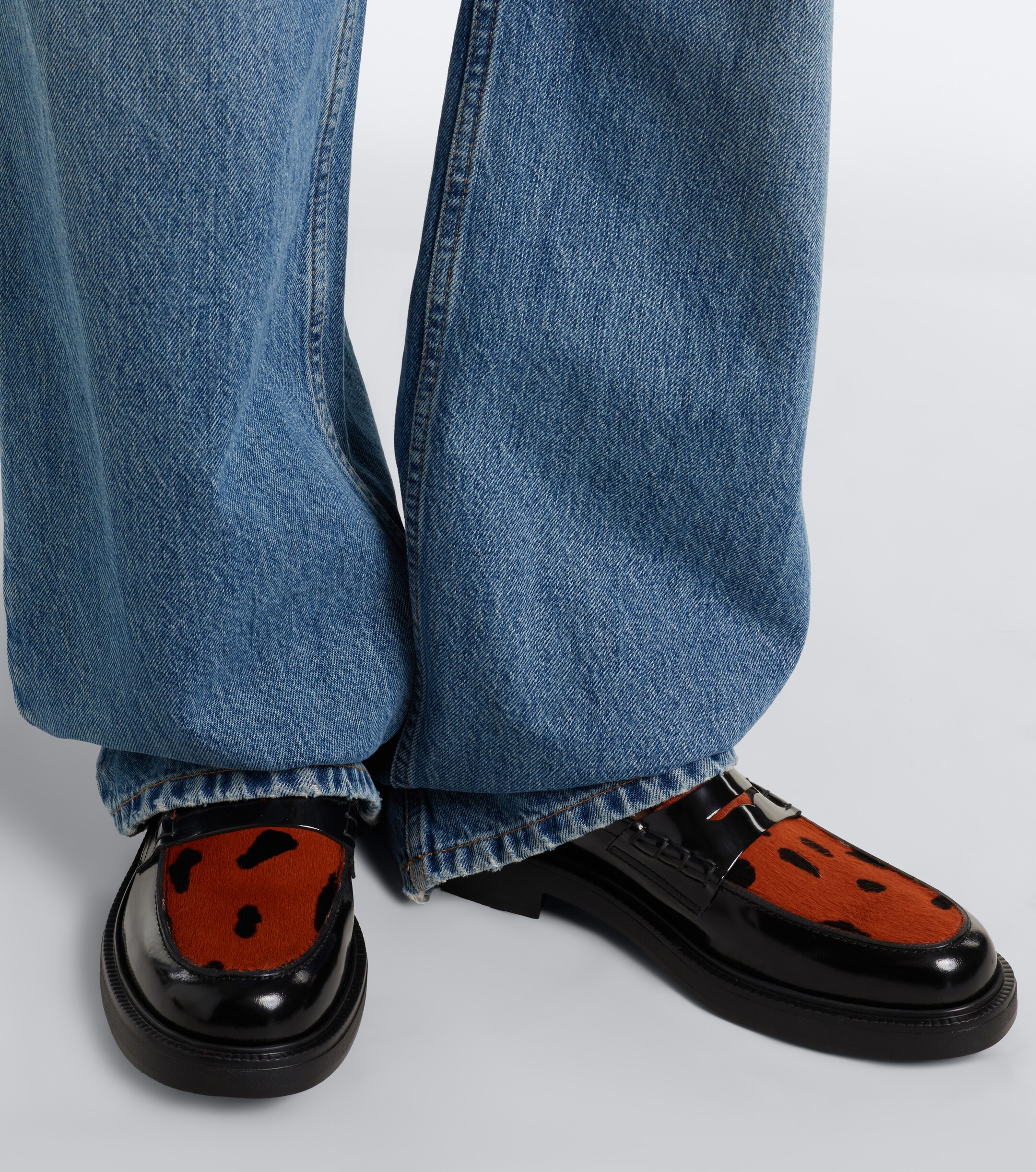 Tod's Tod's Leather leopard-print penny loafers