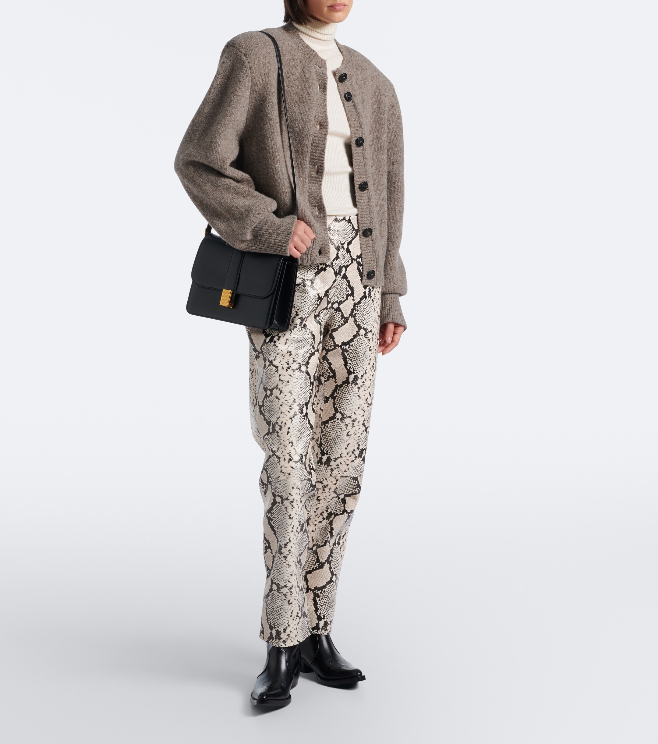 Róhe Róhe Snake-effect leather straight pants