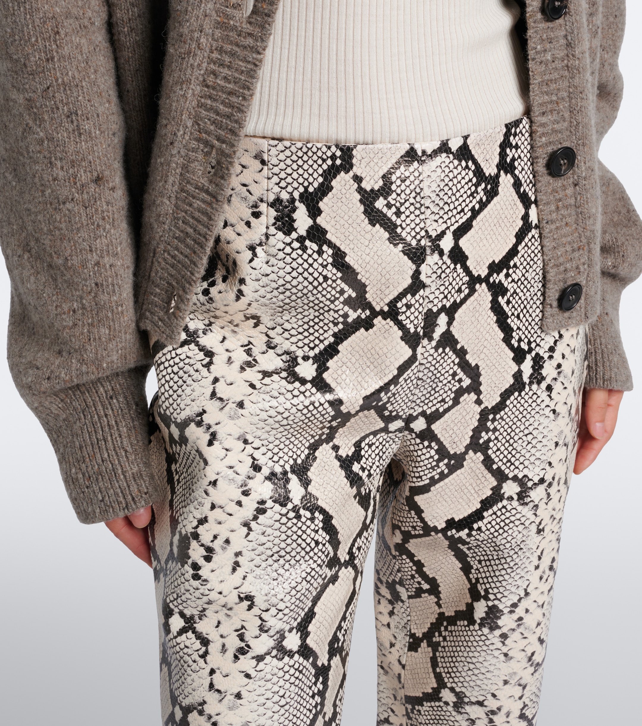 Róhe Róhe Snake-effect leather straight pants