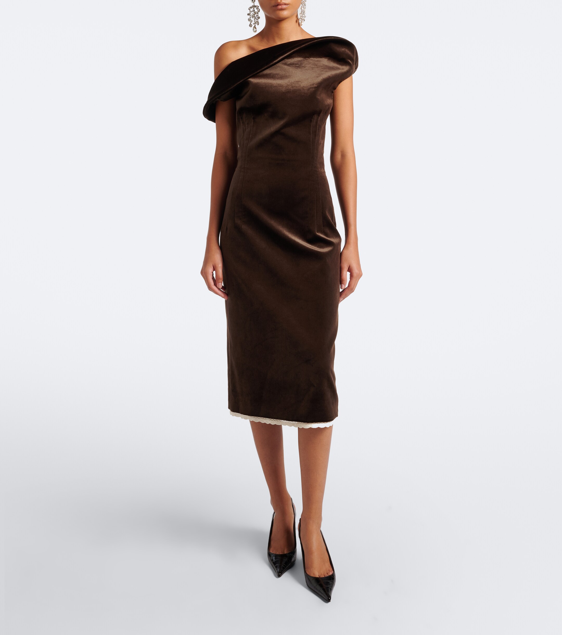 Magda Butrym Magda Butrym Crochet-trimmed velvet cocktail dress
