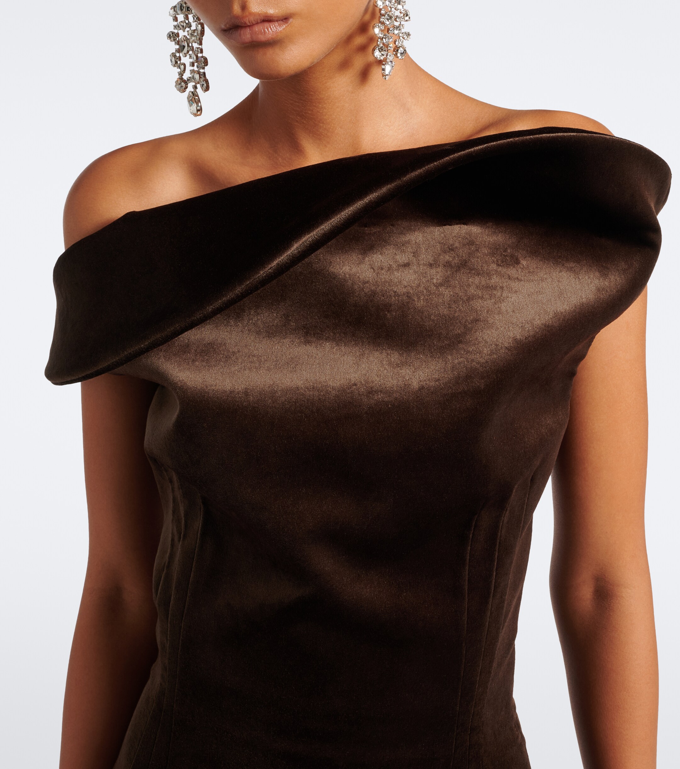 Magda Butrym Magda Butrym Crochet-trimmed velvet cocktail dress