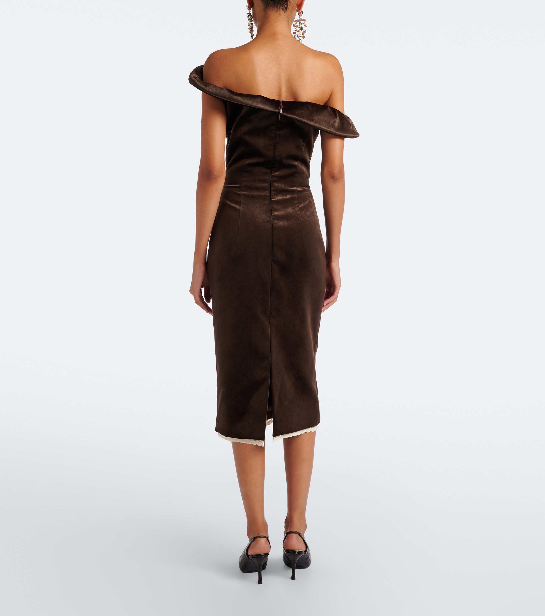 Magda Butrym Magda Butrym Crochet-trimmed velvet cocktail dress