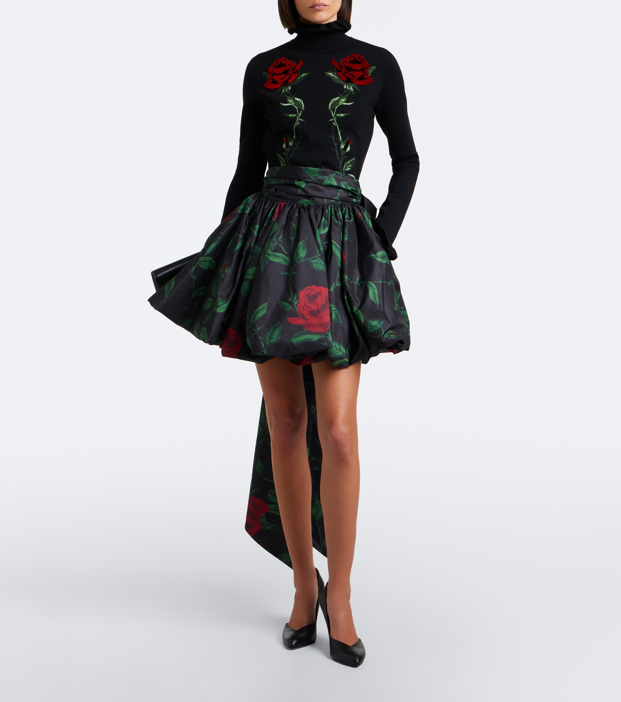 Blumarine Blumarine Bow-detail floral taffeta miniskirt