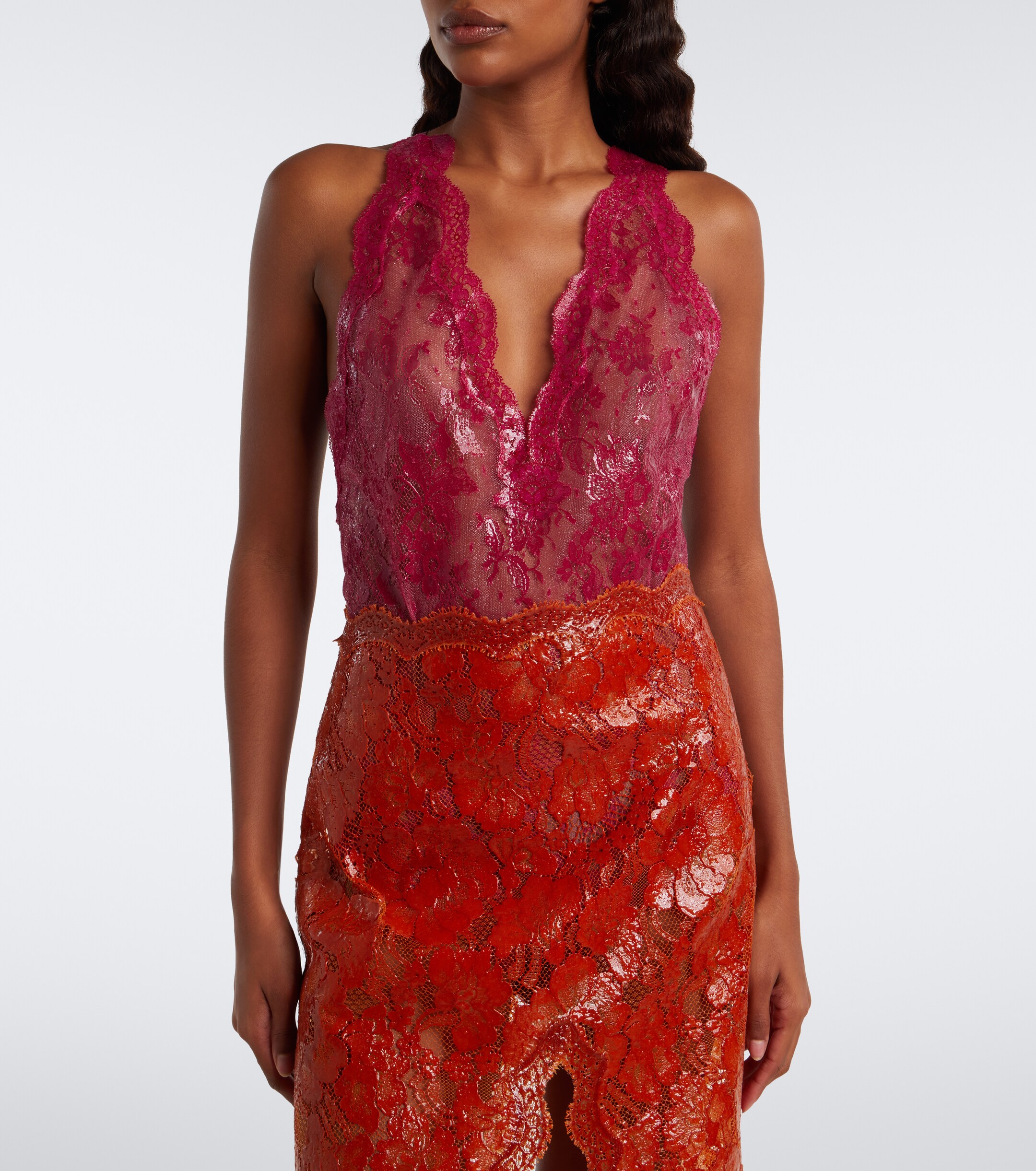 Saint Laurent Saint Laurent Sheer cotton-blend lace bodysuit