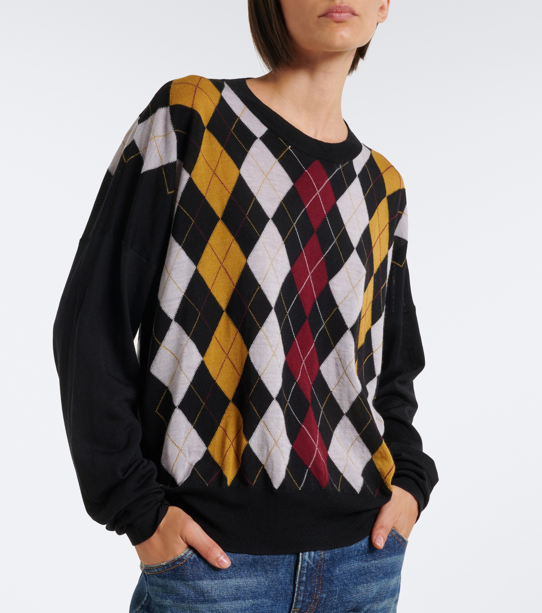 KHAITE Khaite Tammy wool and silk argyle sweater