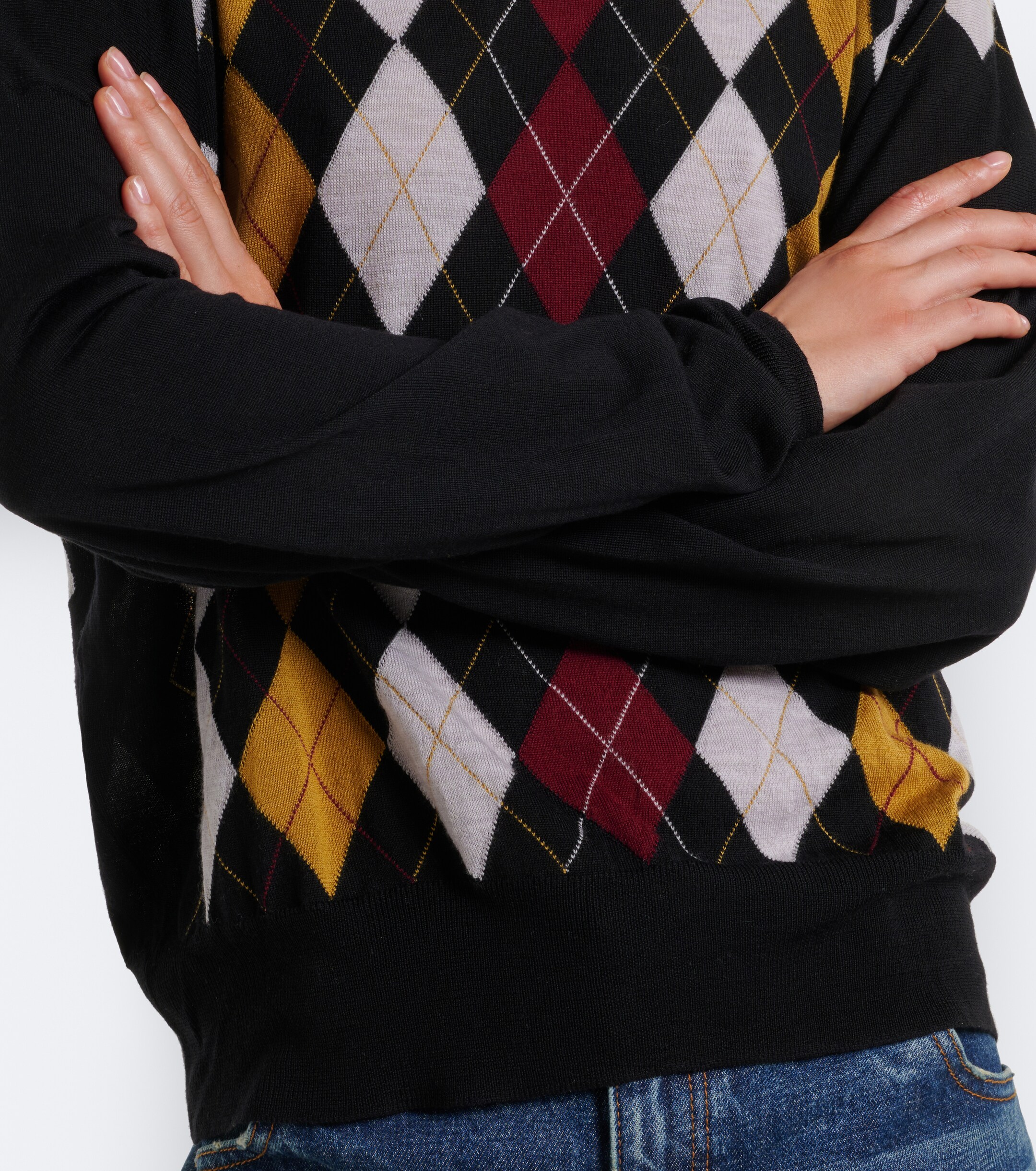 KHAITE Khaite Tammy wool and silk argyle sweater