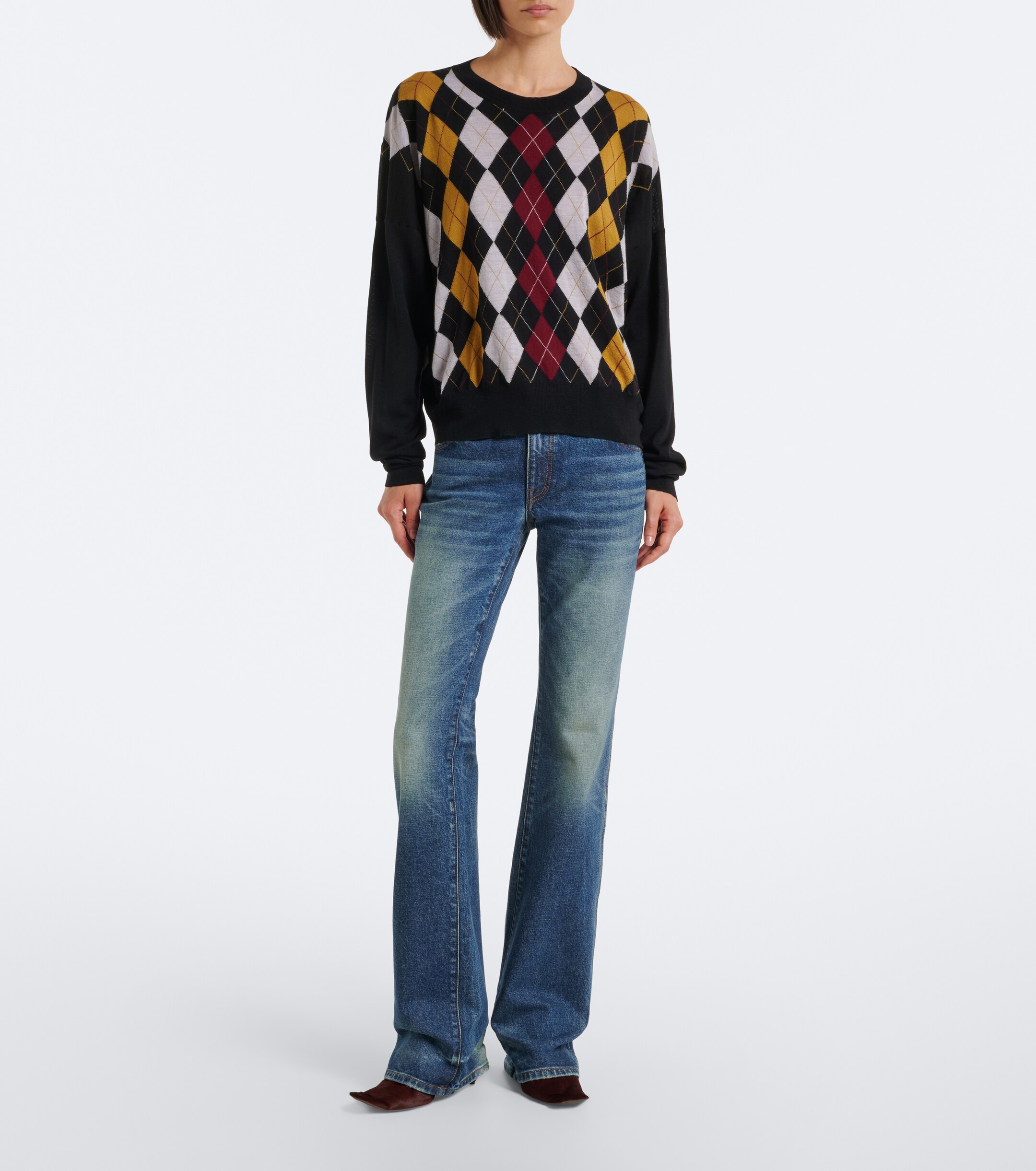 KHAITE Khaite Tammy wool and silk argyle sweater