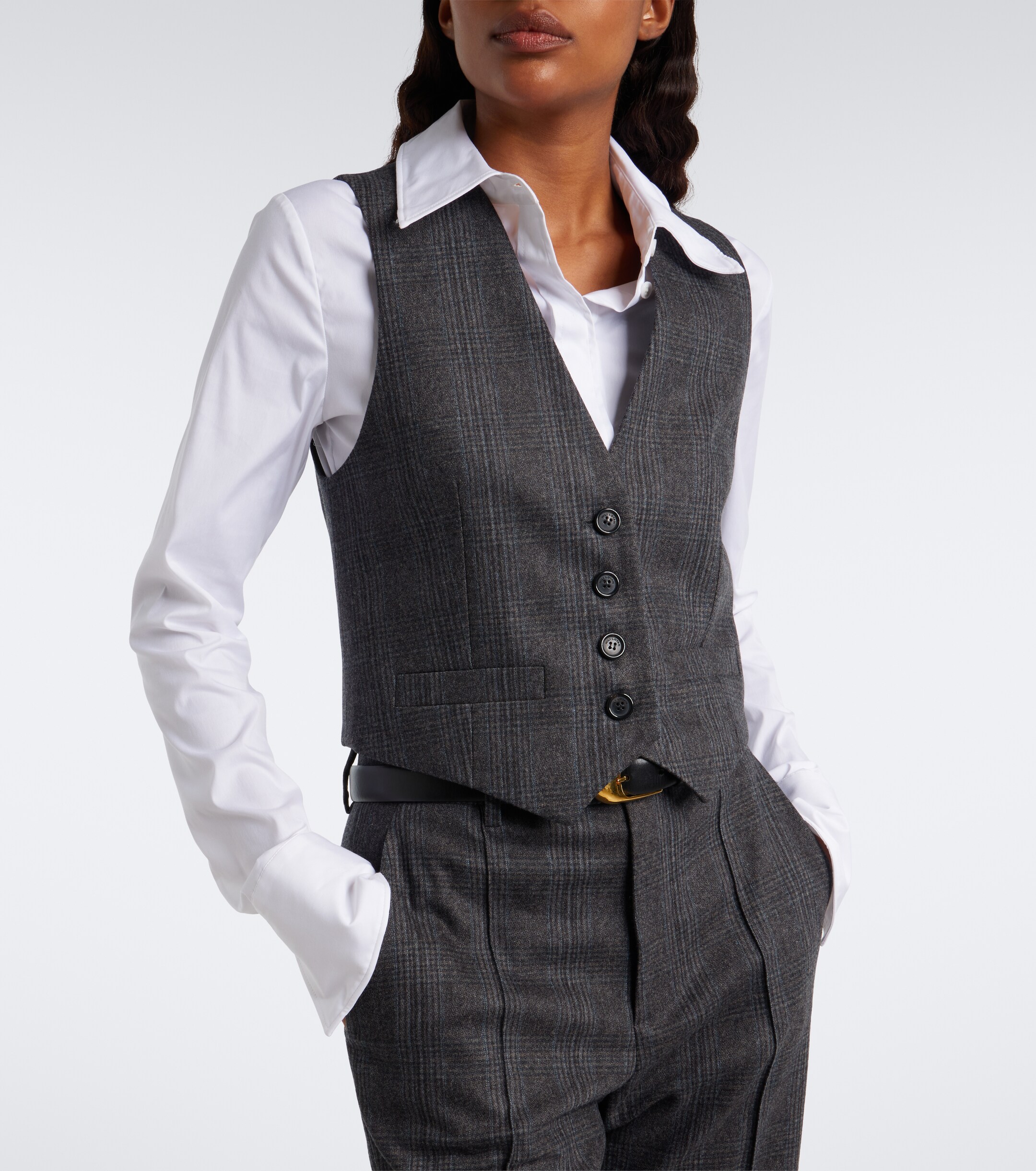 Nili Lotan Nili Lotan Ismael checked wool and cashmere vest