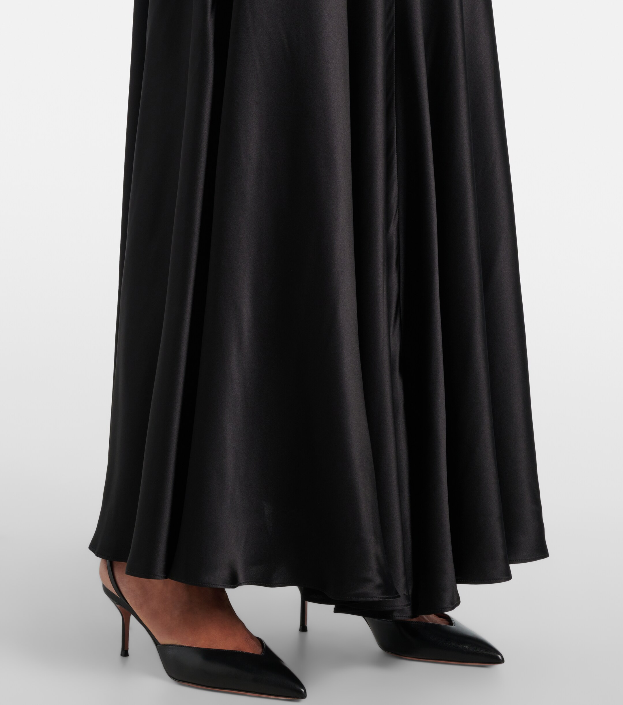 Rodarte Floral-appliqué silk satin maxi dress