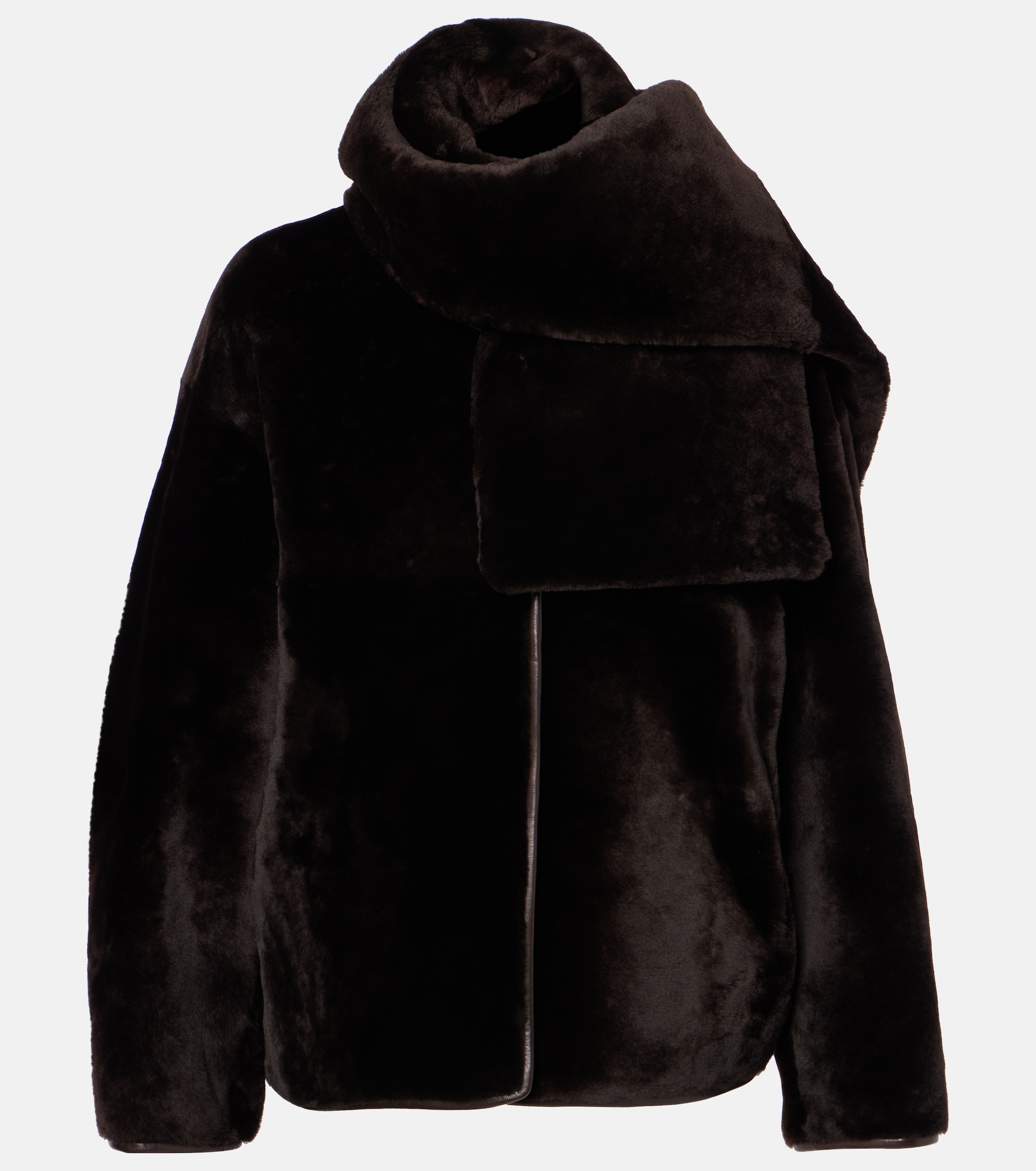 NOUR HAMMOUR - Lyra scarf-detail shearling jacket | Plush