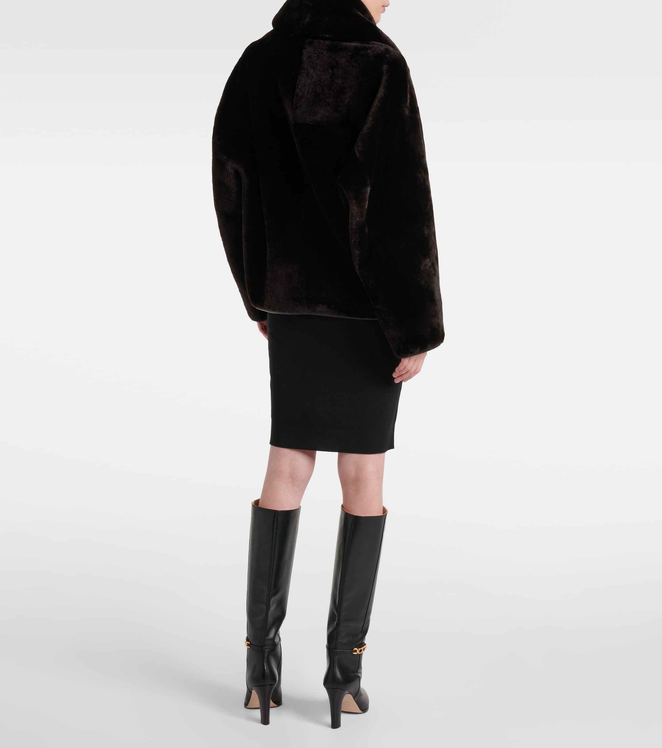 NOUR HAMMOUR - Lyra scarf-detail shearling jacket | Plush