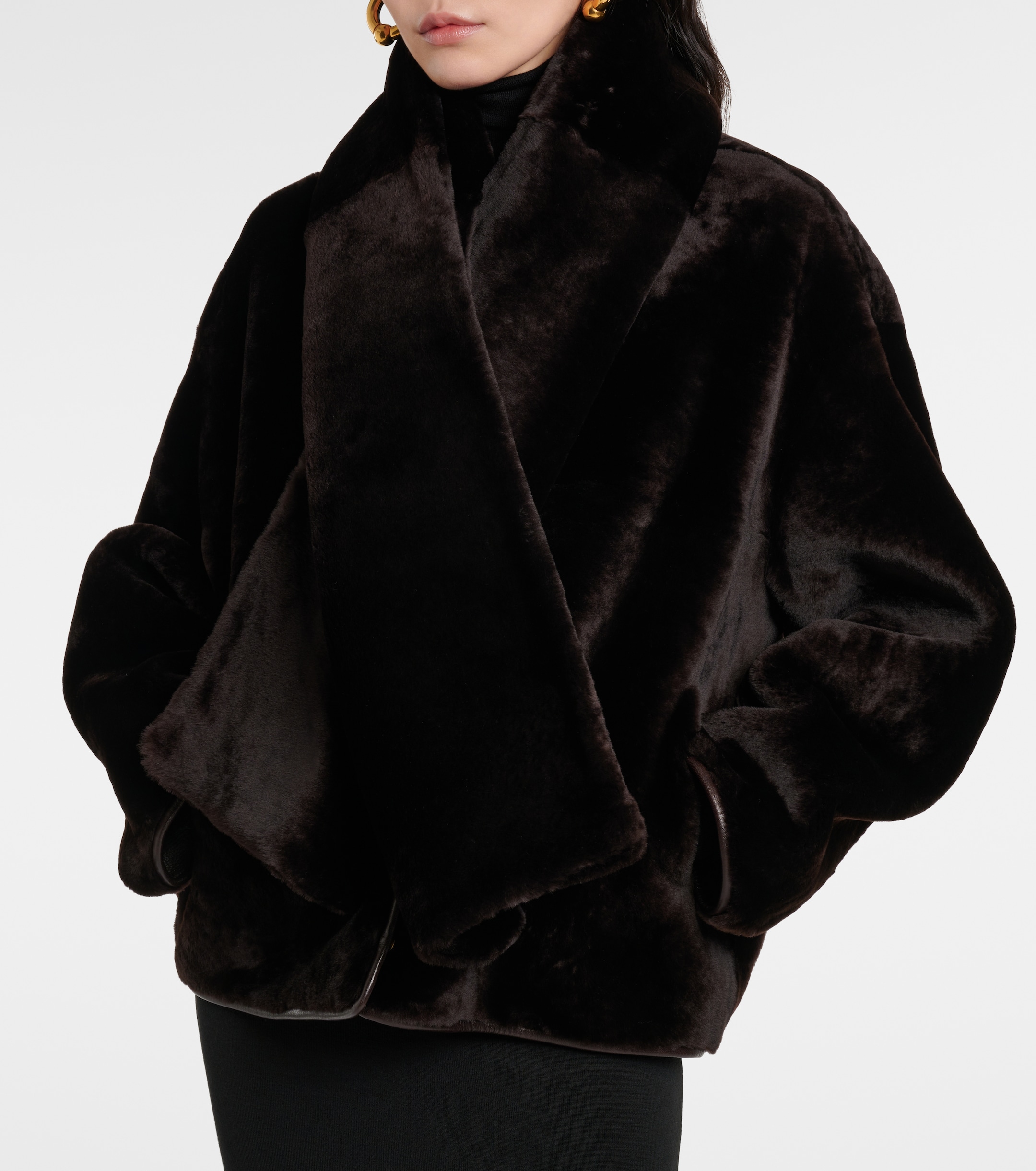 NOUR HAMMOUR - Lyra scarf-detail shearling jacket | Plush