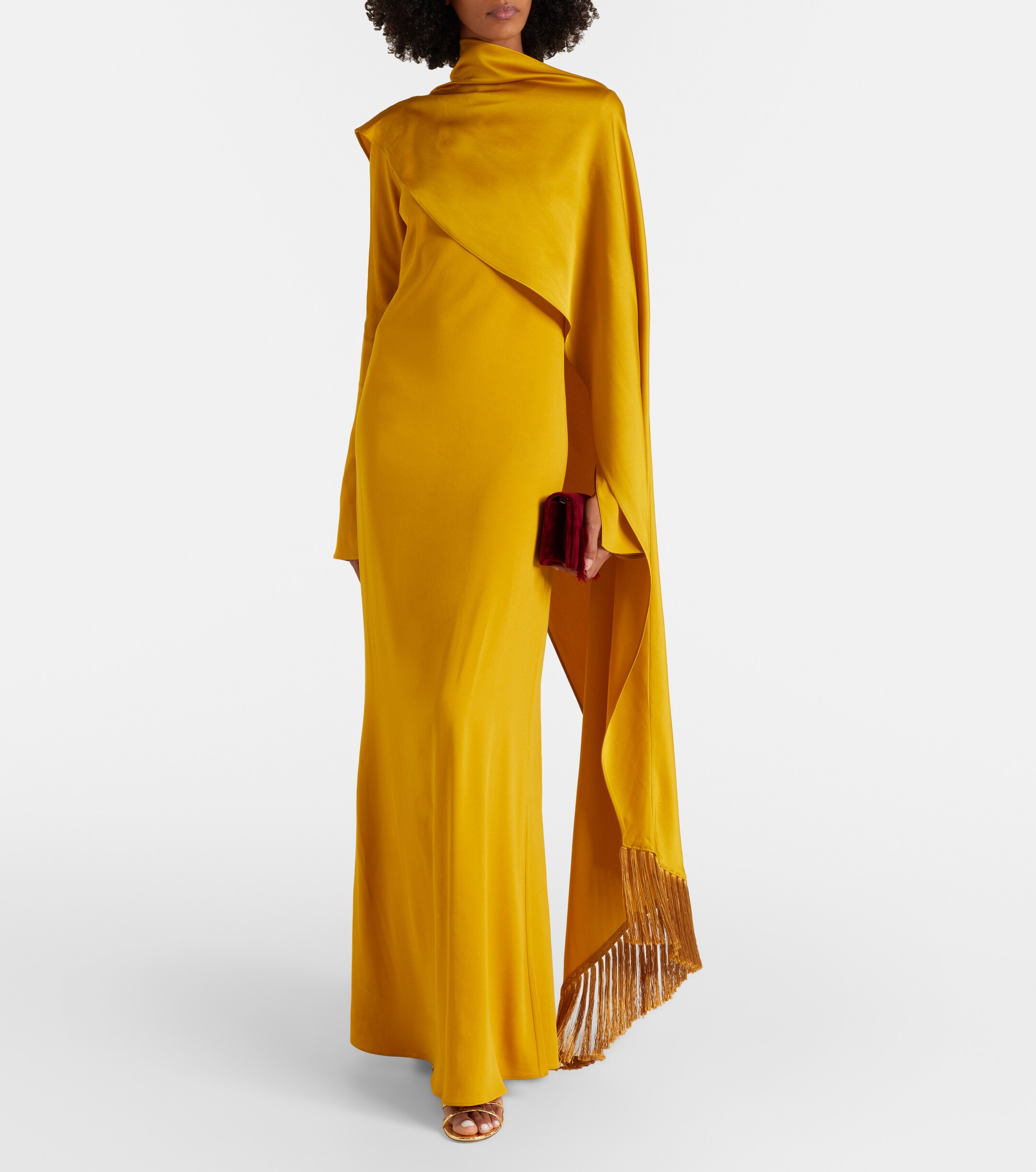 Taller Marmo Mounia caped crêpe cady gown