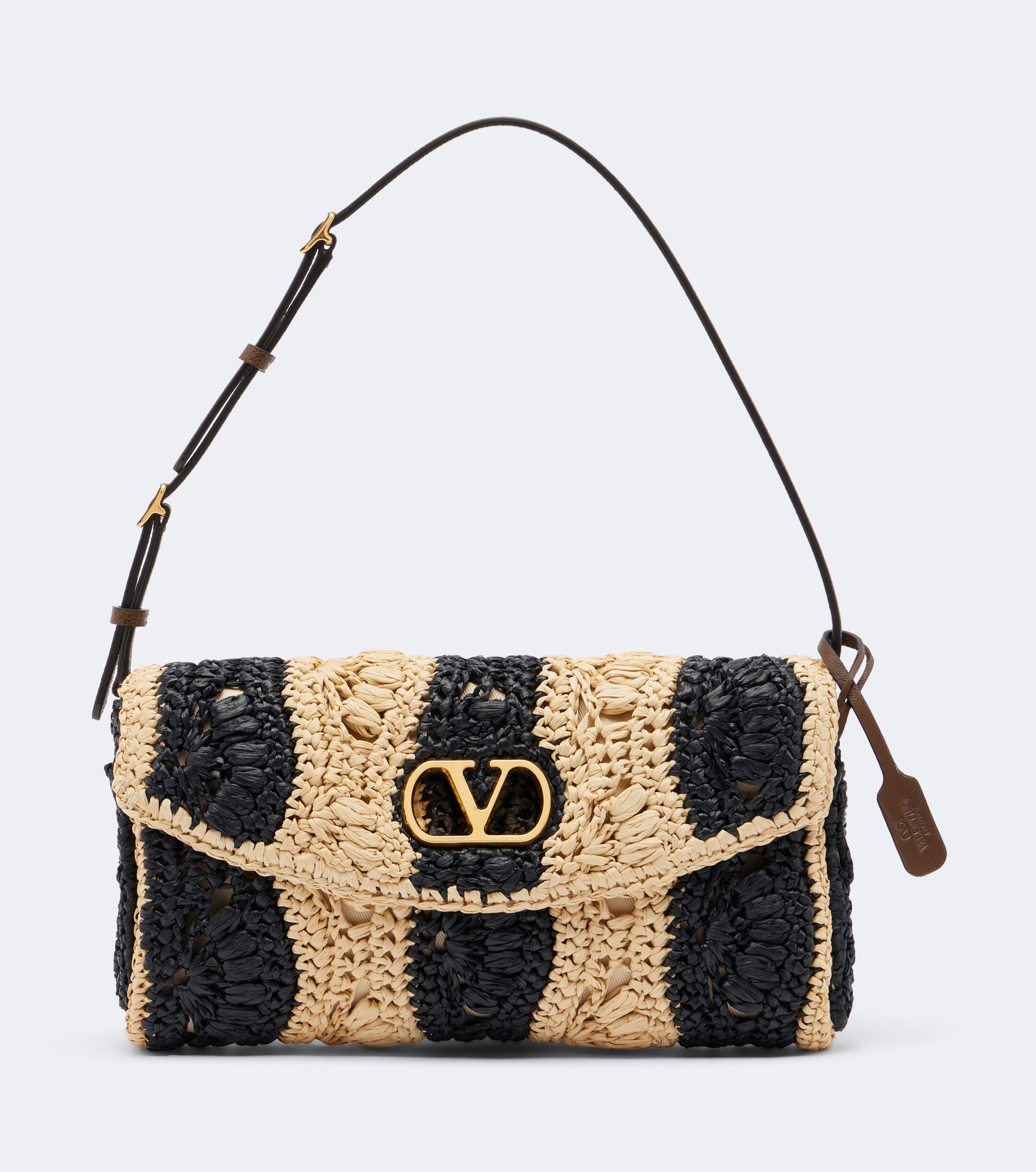 Valentino Garavani DeVain Small raffia-effect shoulder bag